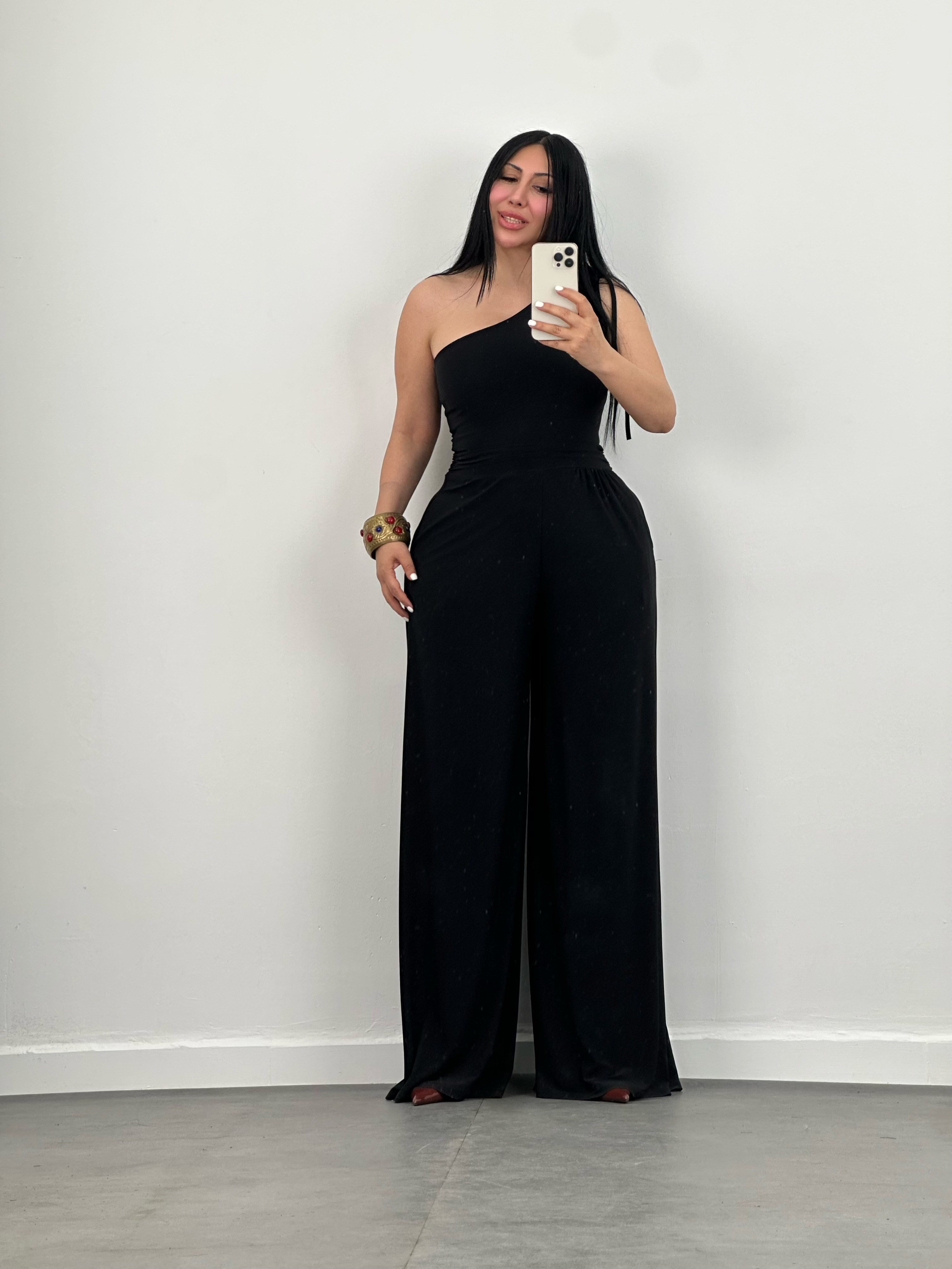 Tek Omuz Sandy Kumaş Tulum 