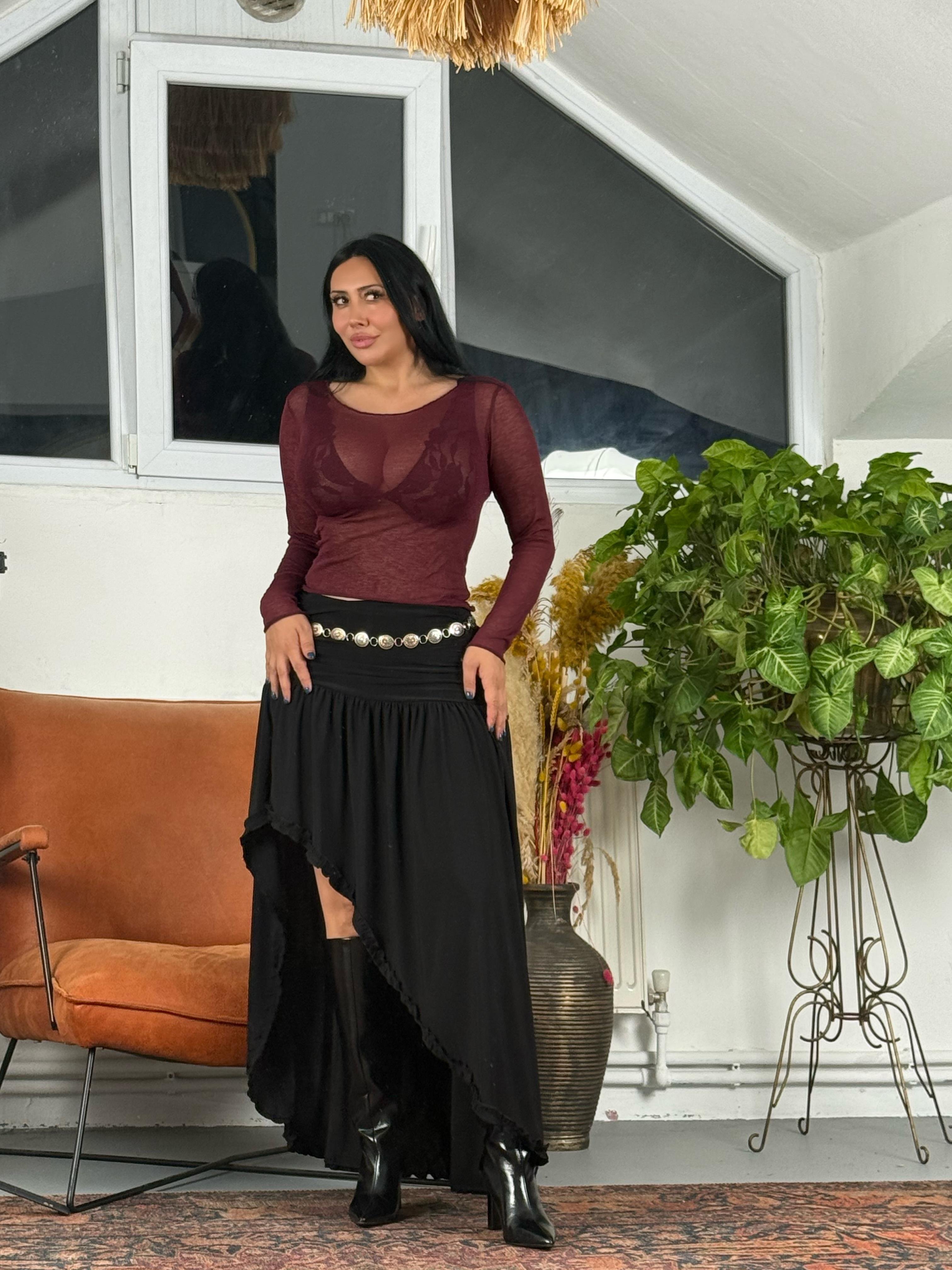 Transparan Uzun Kollu Basic Bluz