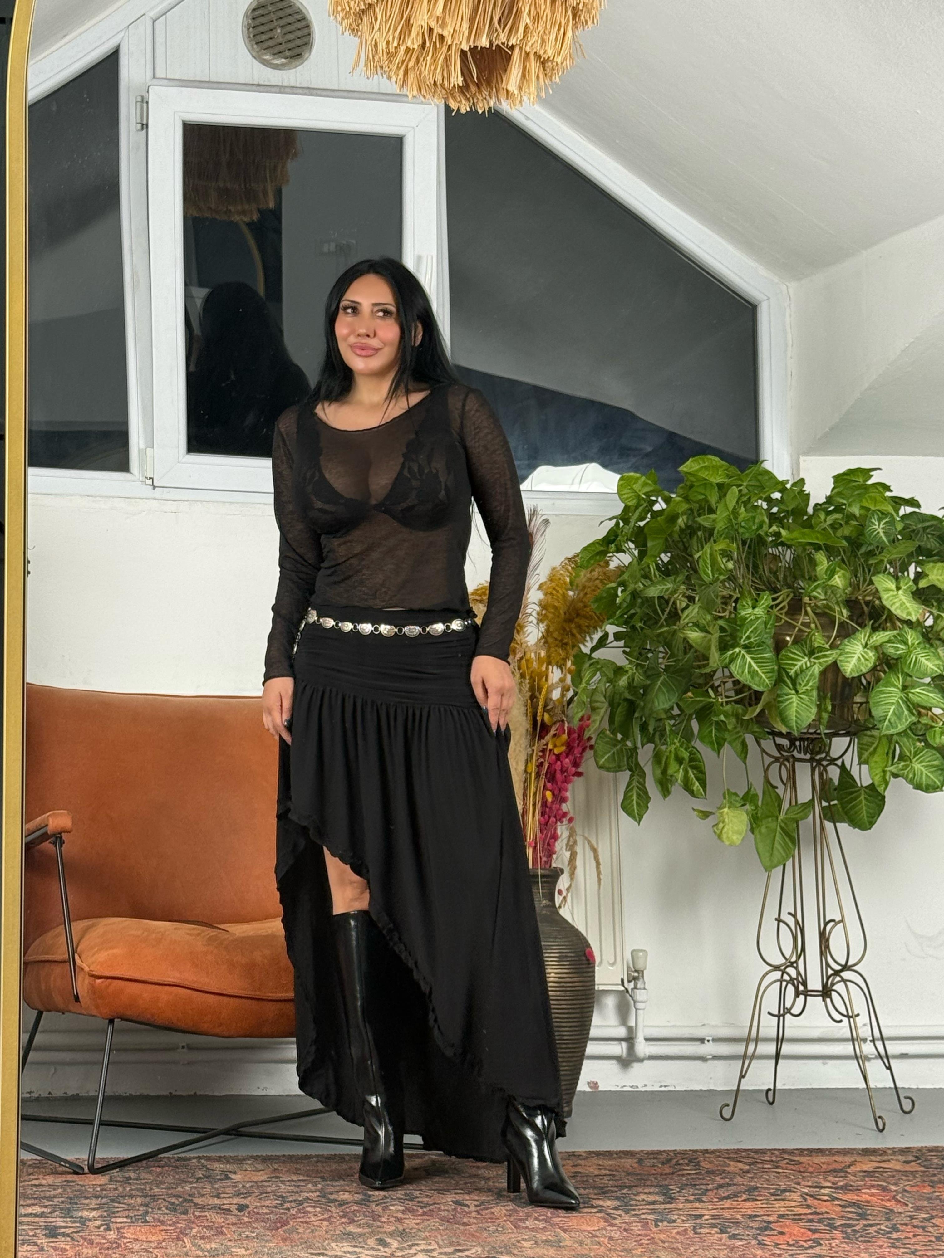 Transparan Uzun Kollu Basic Bluz