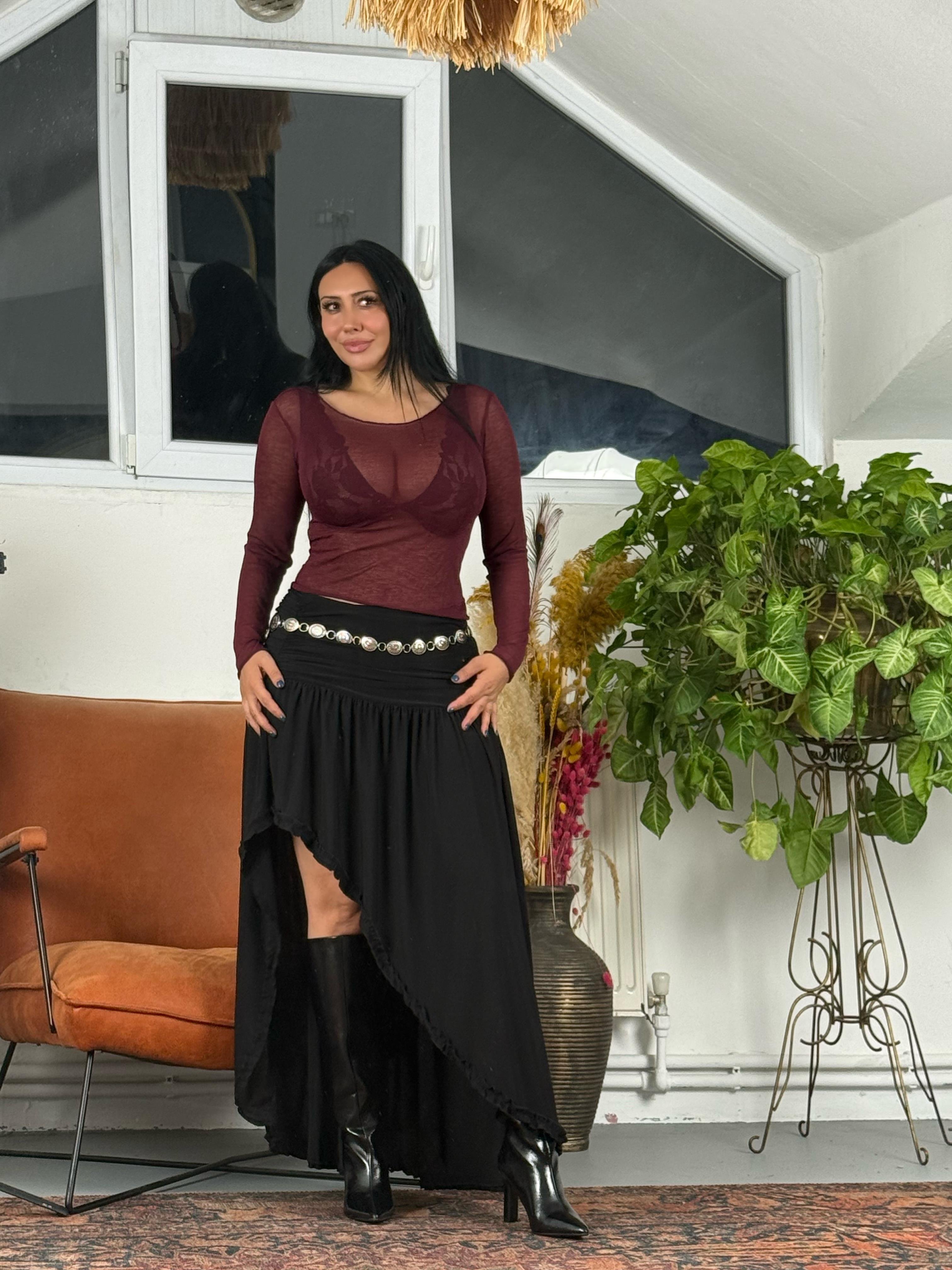 Transparan Uzun Kollu Basic Bluz