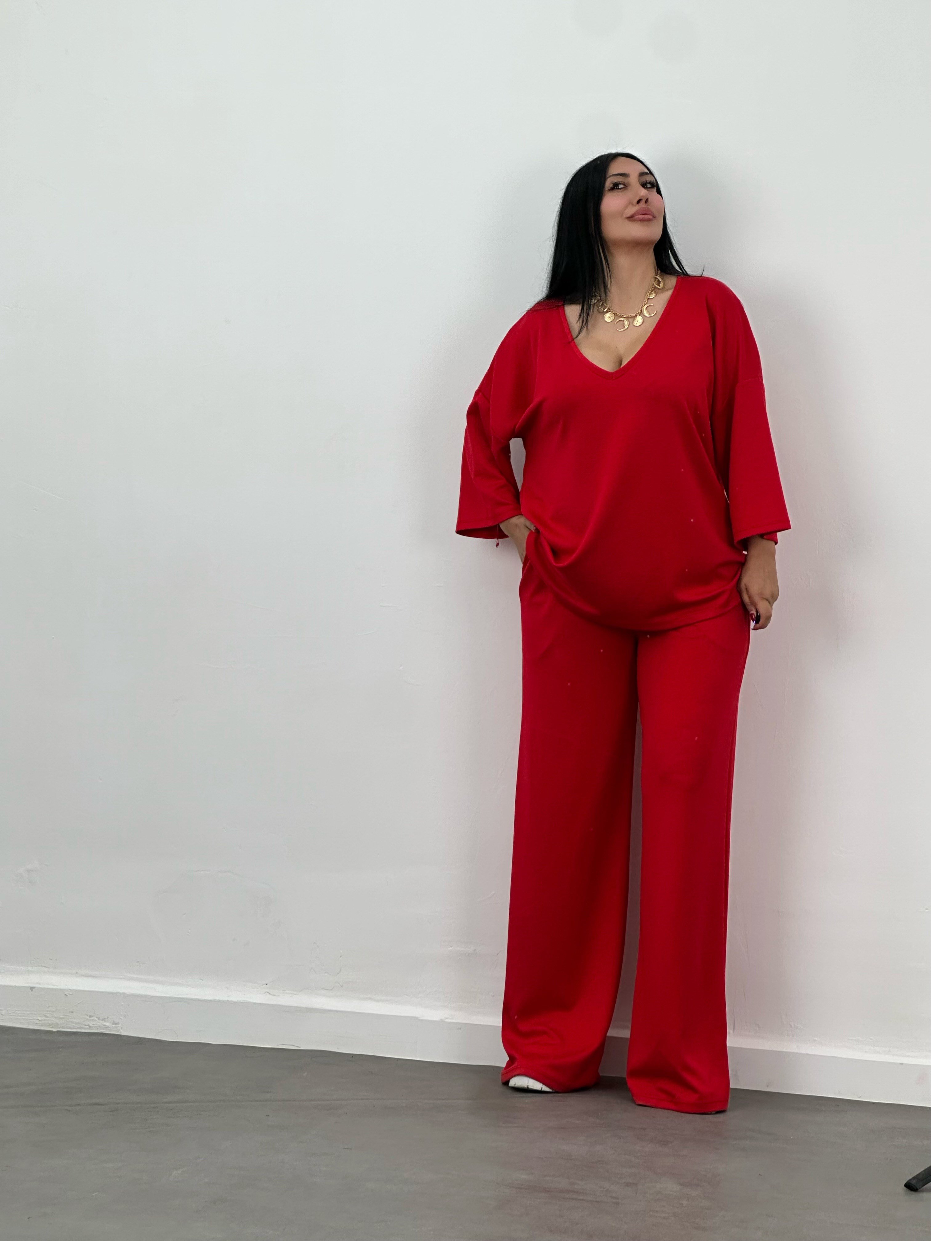 V Yaka Oversize Modal Takım