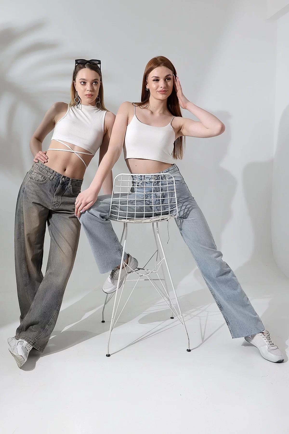 BEJ ESKİTMELİ DİKİŞ DETAYLI BAGGY JEAN