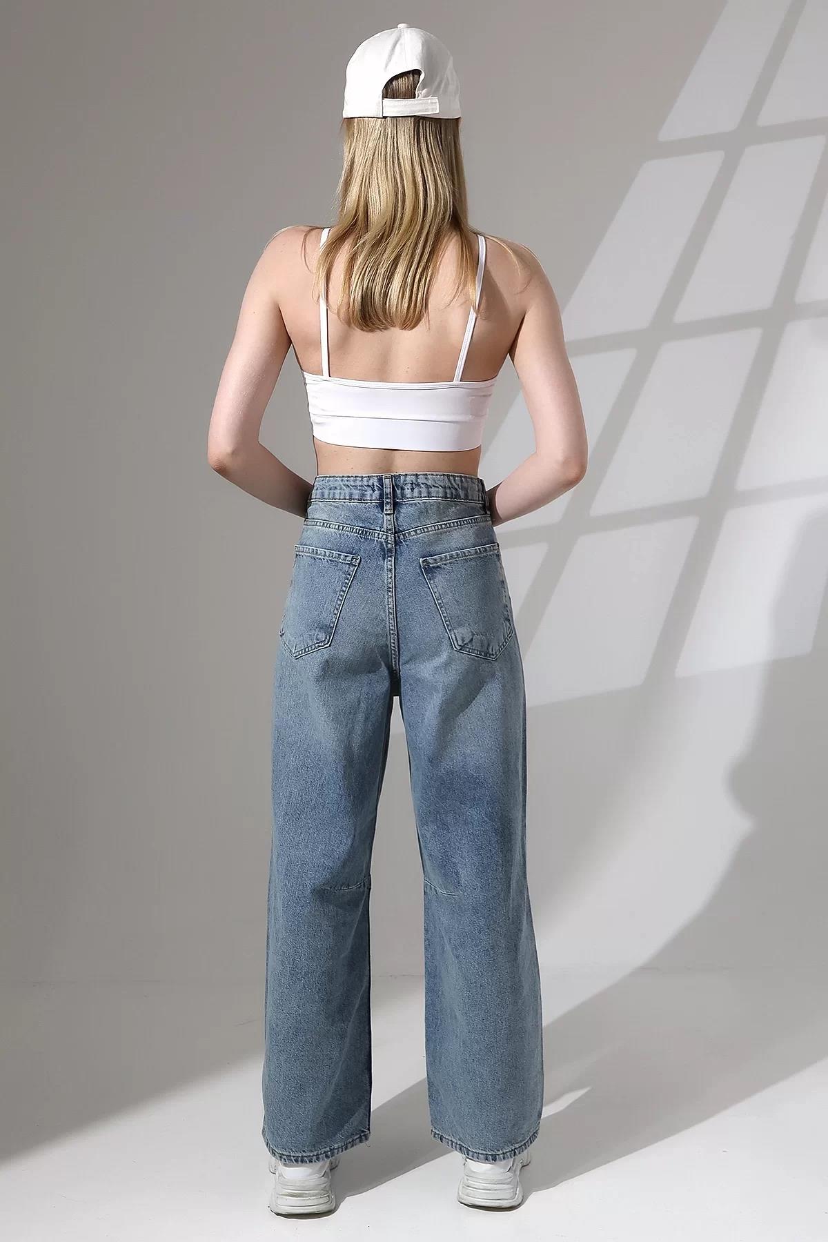 MAVİ ÖN DİKİŞ DETAYLI BAGGY JEAN