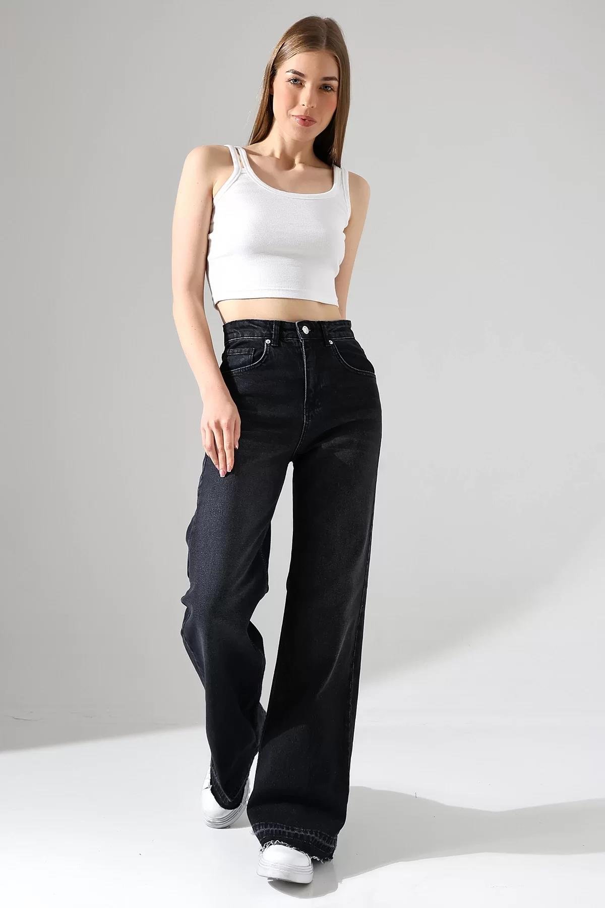 Paça Detaylı Wide Leg Jean