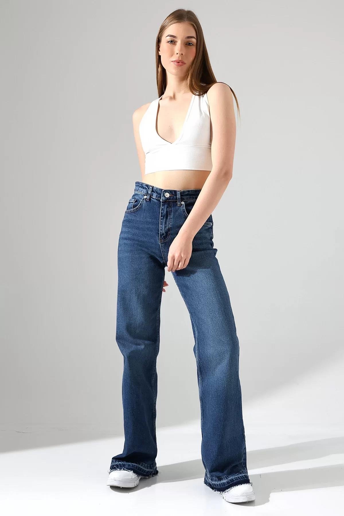 Paça Detaylı Wide Leg Jean