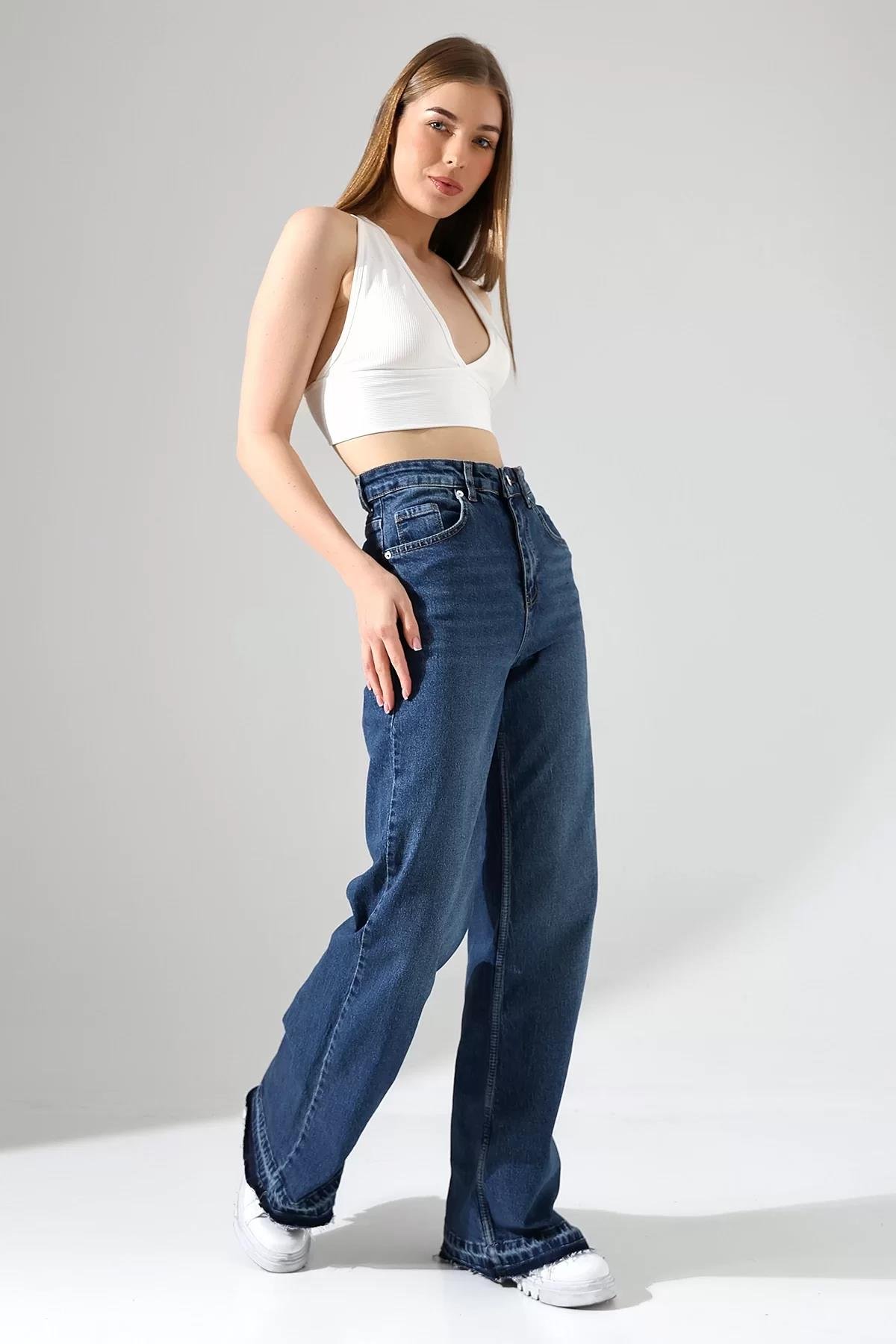 Paça Detaylı Wide Leg Jean