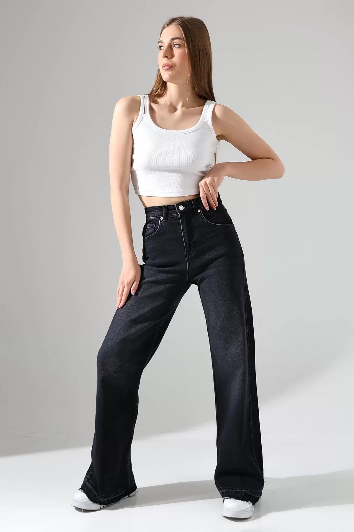 Paça Detaylı Wide Leg Jean