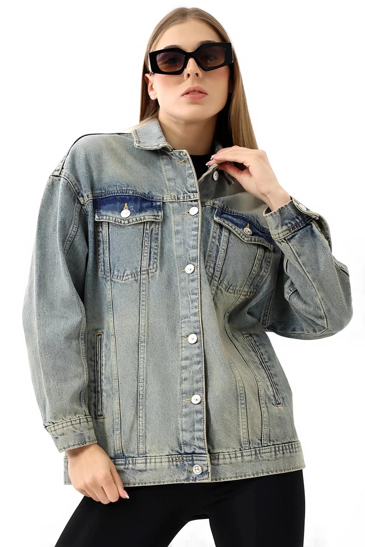 Tint Yıkamalı Oversize Denim Ceket