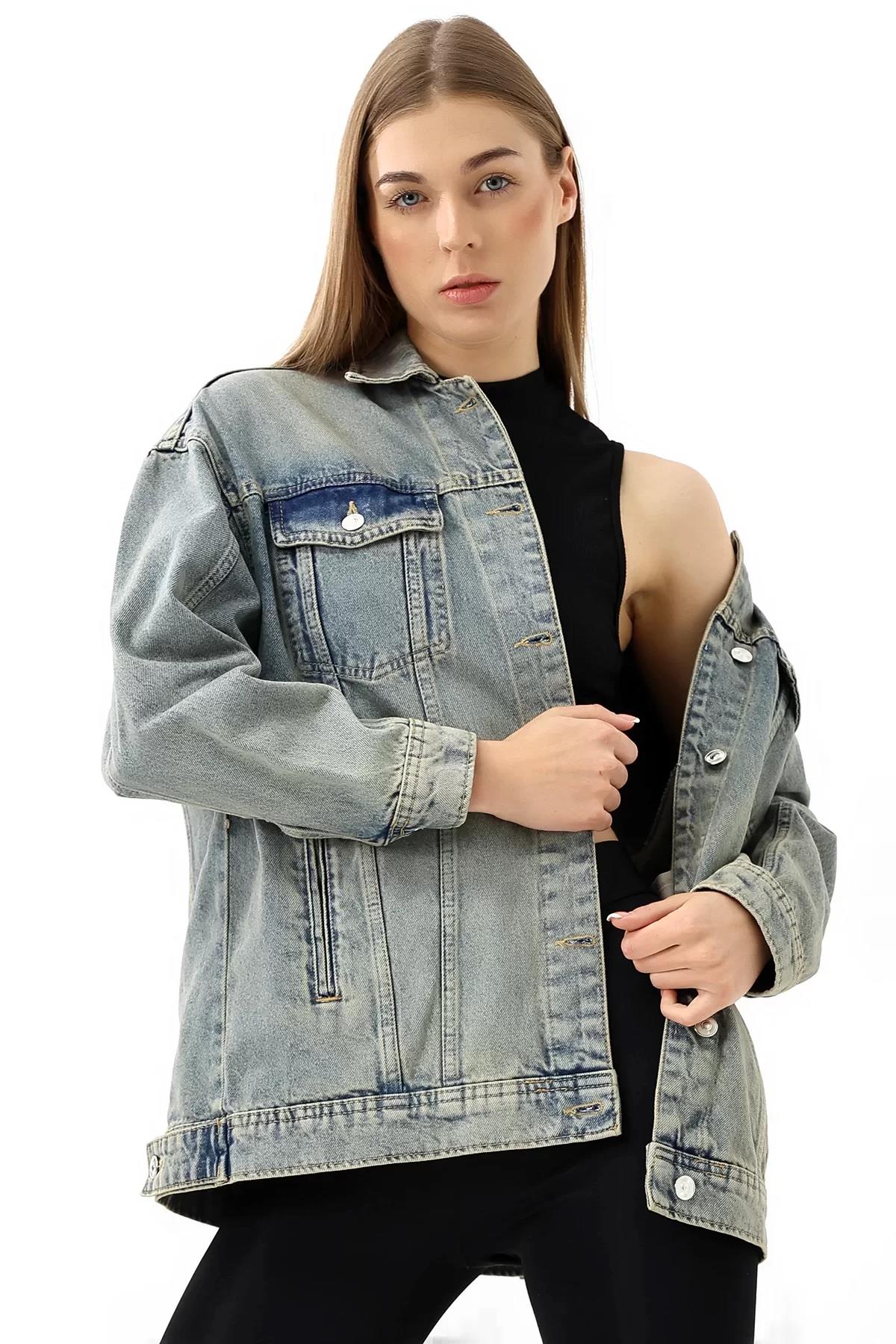 Tint Yıkamalı Oversize Denim Ceket