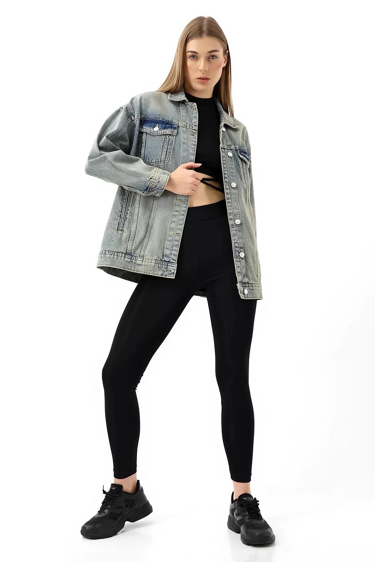 Tint Yıkamalı Oversize Denim Ceket