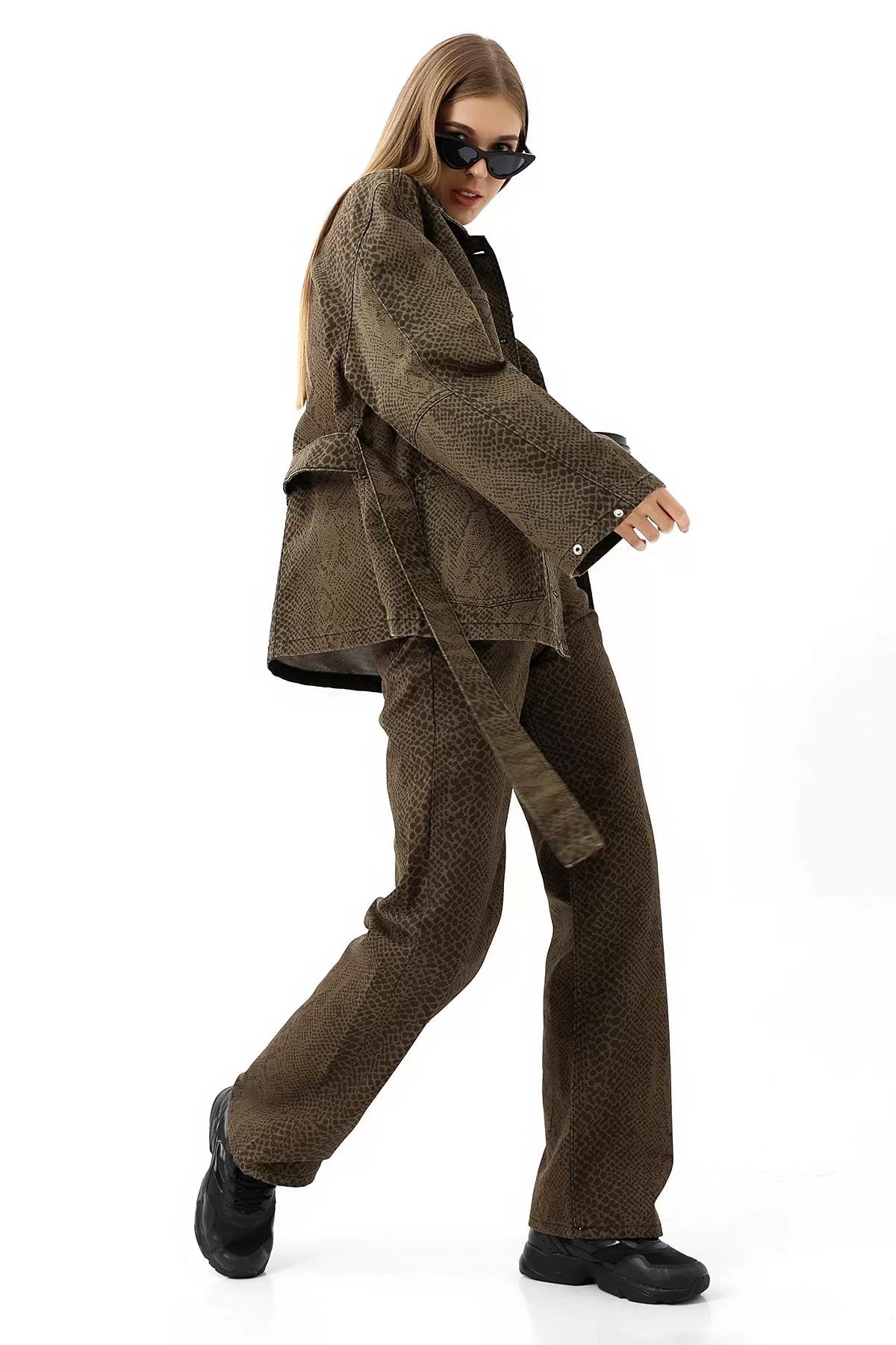 Yılan Desenli Oversize Ceket