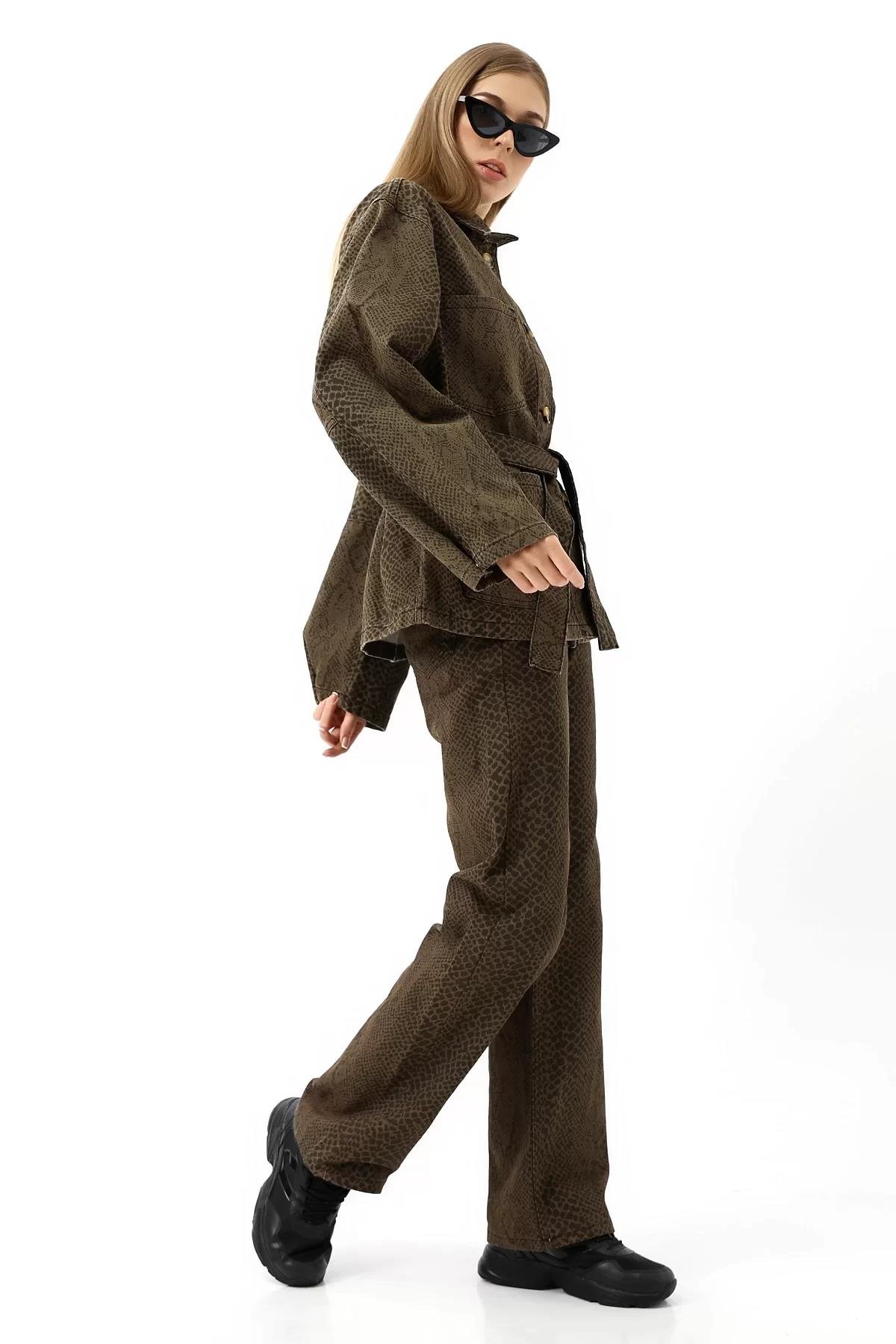 Yılan Desenli Oversize Ceket