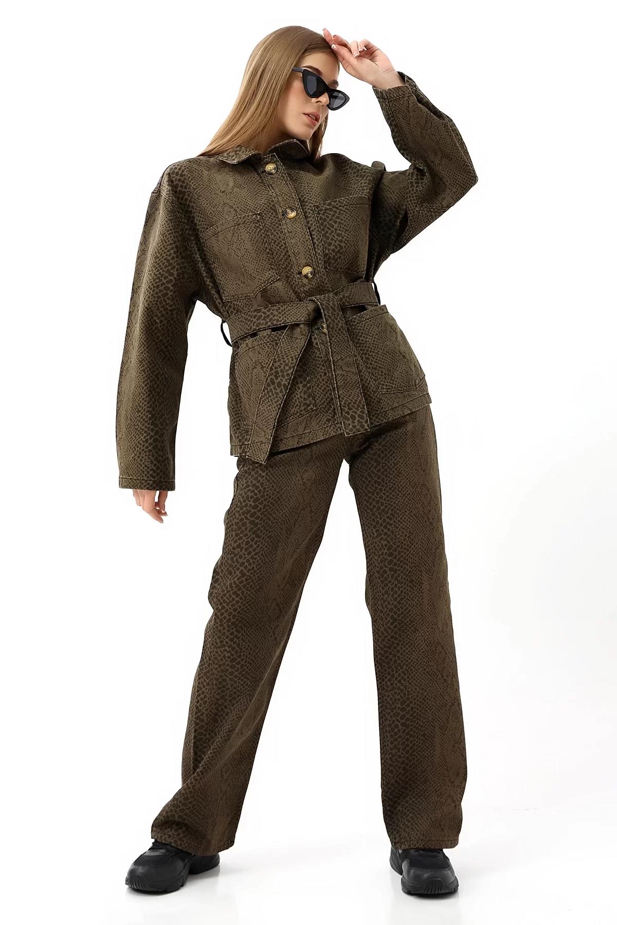 Yılan Desenli Oversize Ceket