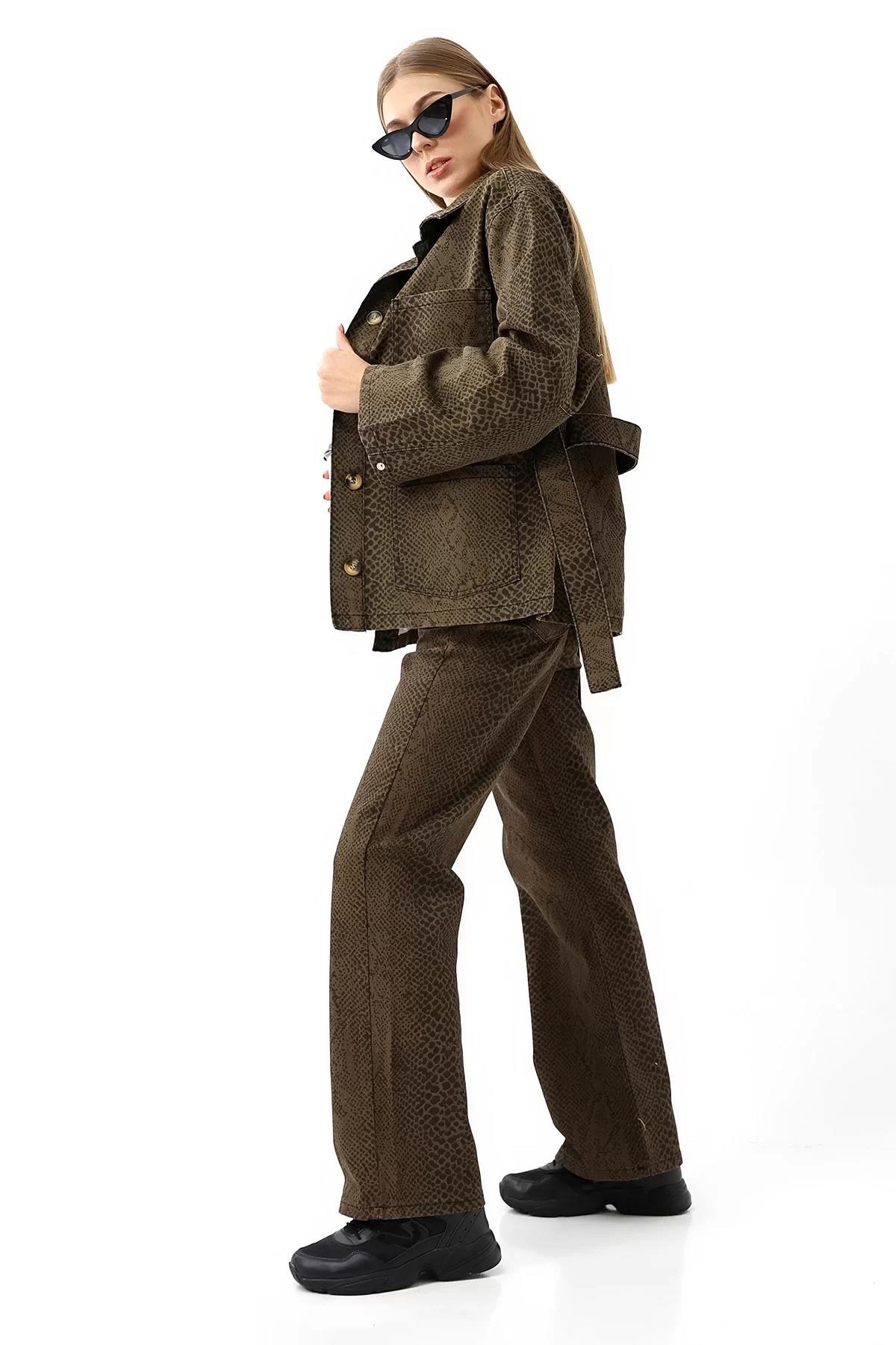 Yılan Desenli Oversize Ceket