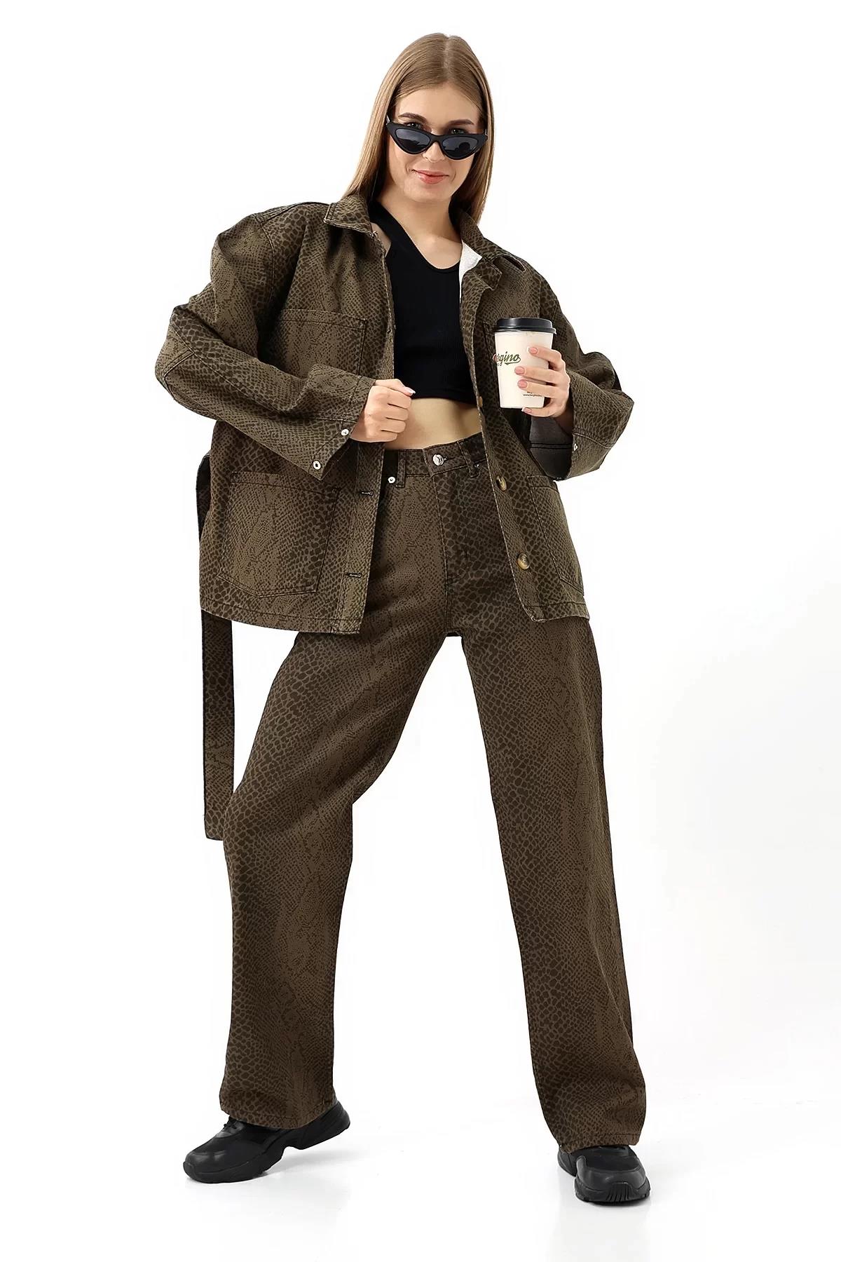 Yılan Desenli Oversize Ceket