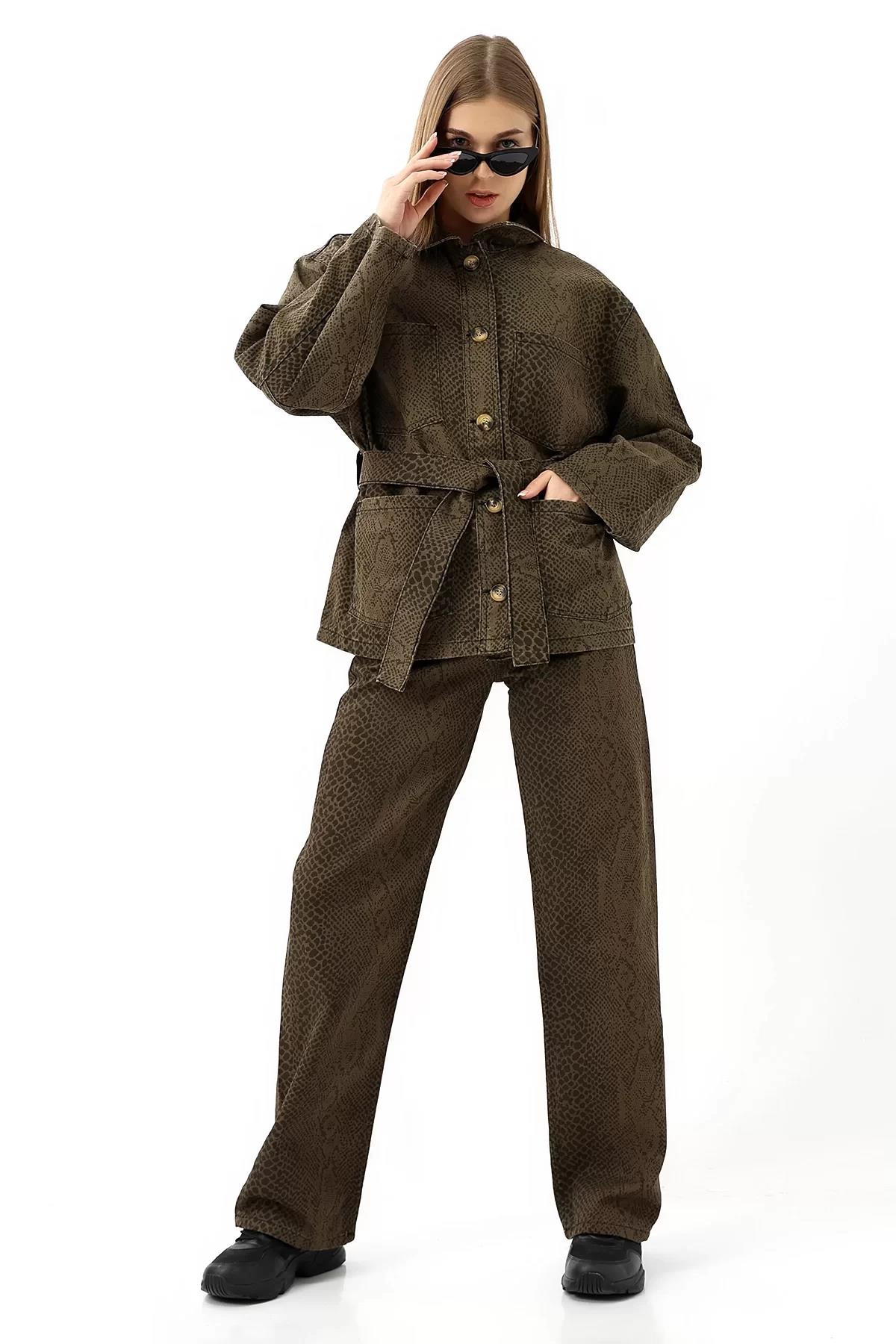 Yılan Desenli Oversize Ceket