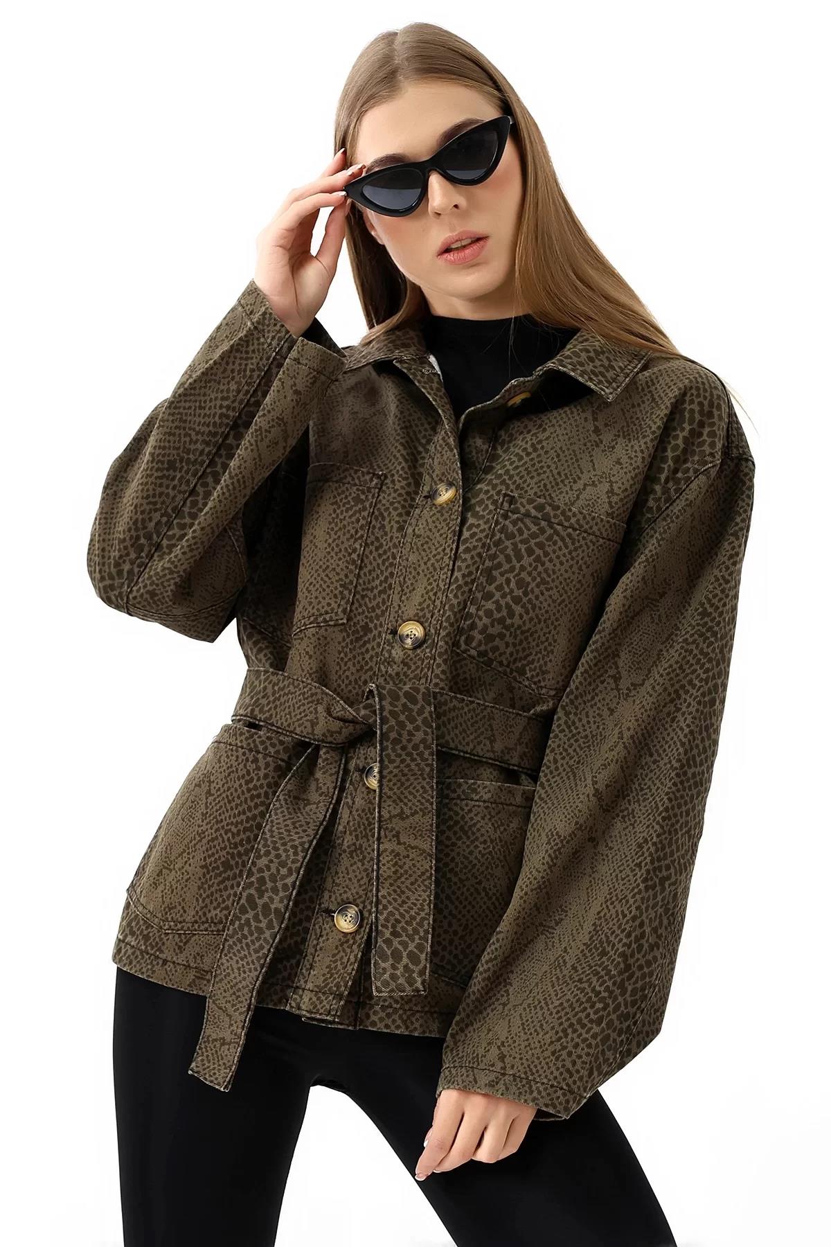 Yılan Desenli Oversize Ceket