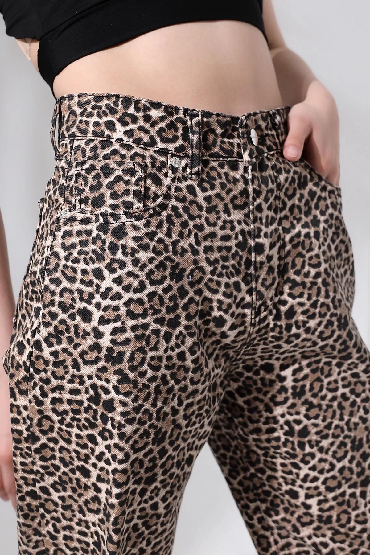 YÜKSEK BEL KAHVE LEOPARLI PALAZZO JEAN