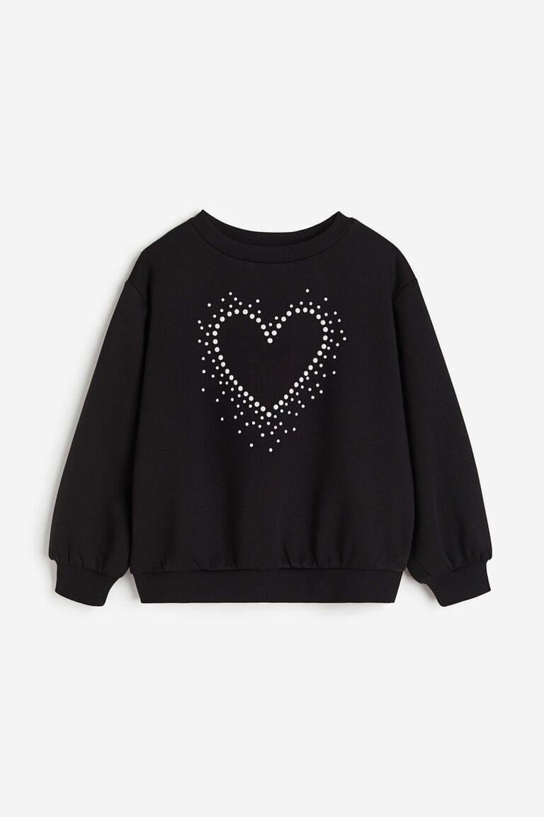 H&M Taş Kalpli Sweatshirt