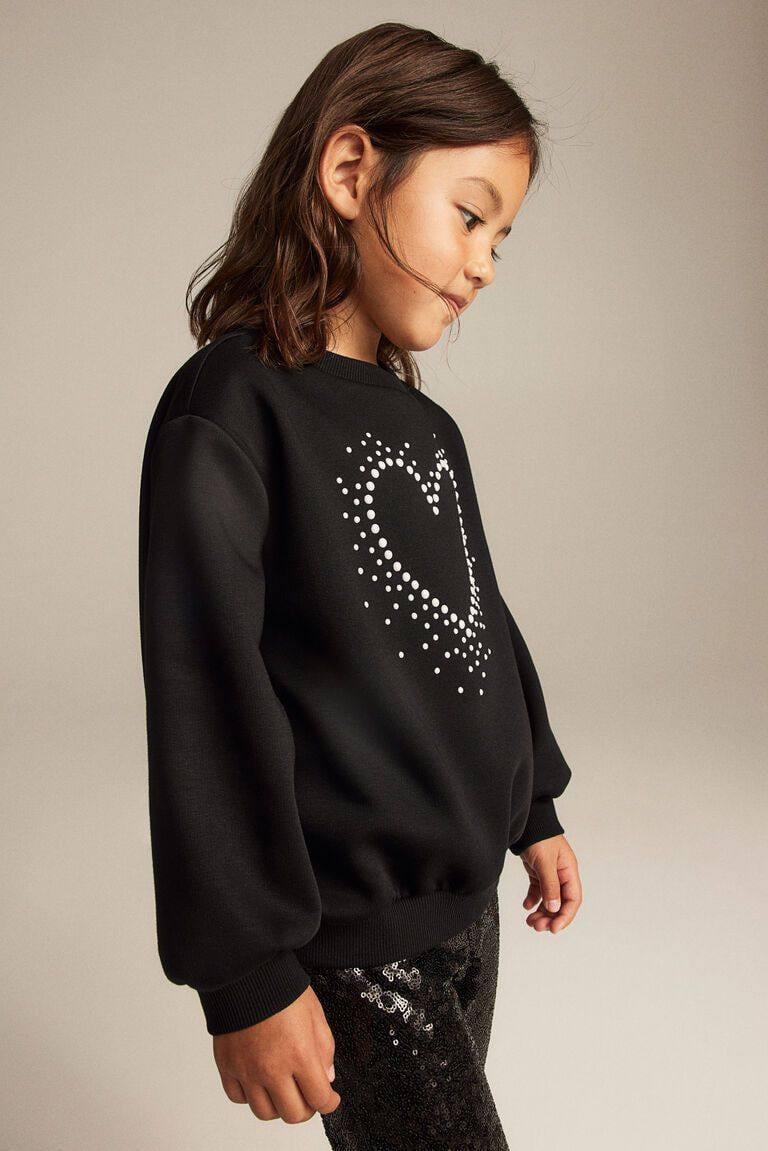 H&M Taş Kalpli Sweatshirt