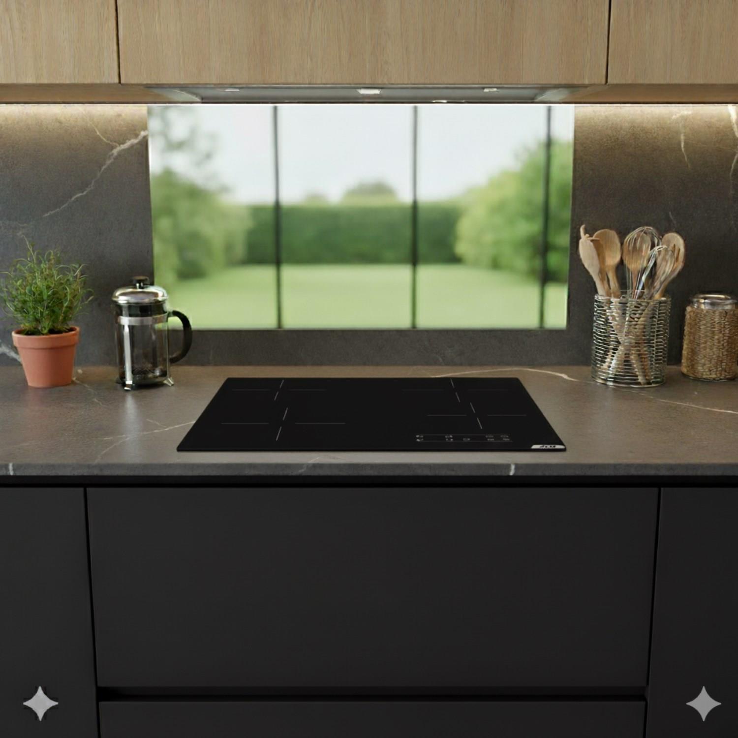 Afm TechAFM tech Siyah Vitro. Elektrikli Ocak + Turbolu  Antrasit Fırın / Ankastre Set ( V6-04 + FM7710)