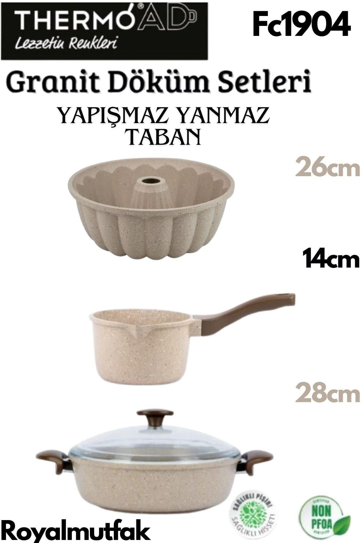 ThermoadThermoad 3'Lü Vizon Set (Sosluk&Sütlük-Kek Kalıbı-28 Cm Karnıyarık Tenceresi)