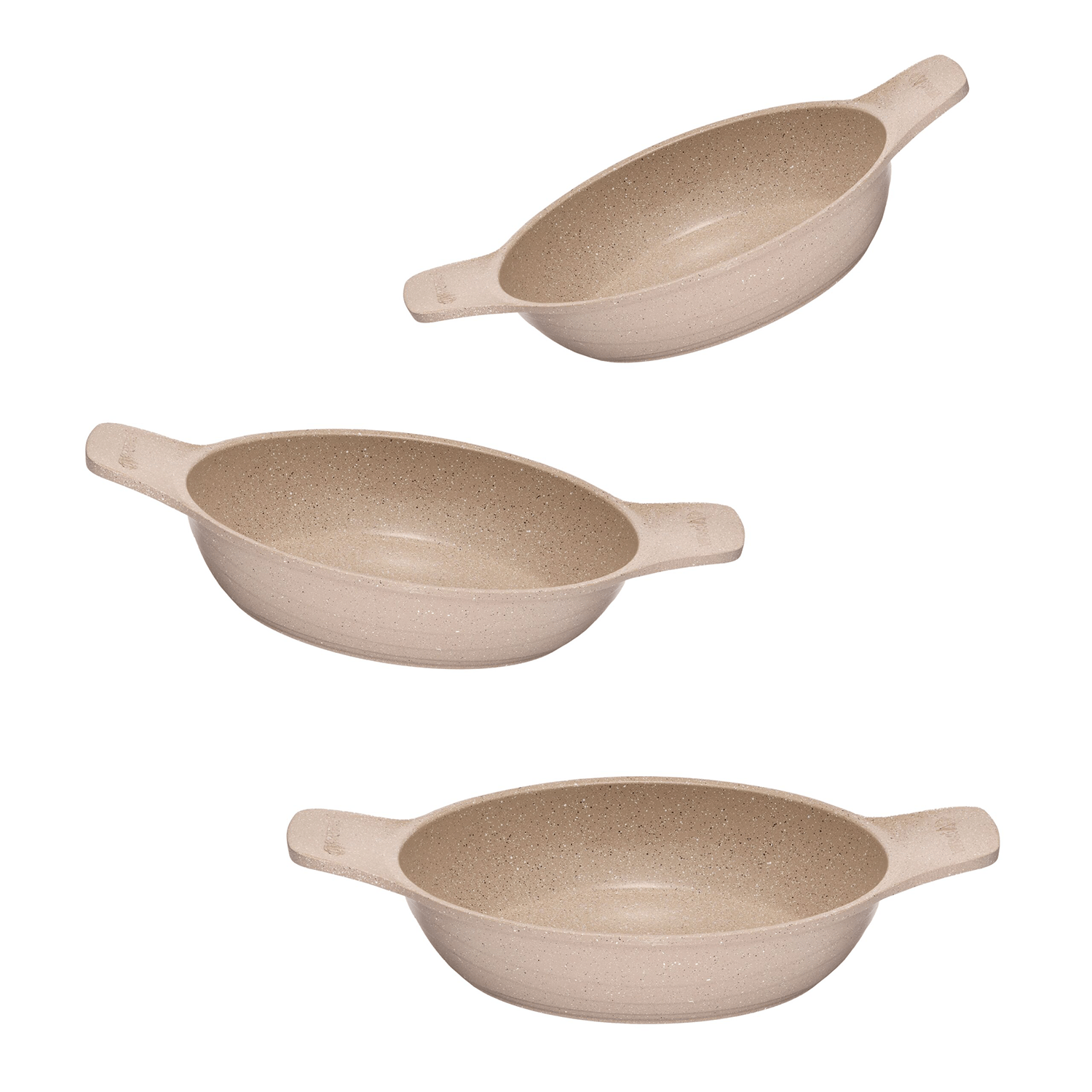 ThermoadThermoAD | Güveç Sahan Set | Döküm Kendinden Saplı | 3 Parça | Vizon | 18cm-20cm-22cm