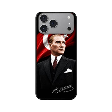iPhone Atatürk ve Bayrak Full Tasarım Baskılı Lansman İçi Kadife Kılıf