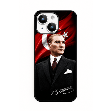 iPhone Atatürk ve Bayrak Full Tasarım Baskılı Lansman İçi Kadife Kılıf