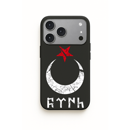 iPhone Göktürk Türk Sembollü Kılıfı Ay Yıldız Baskılı Kadife İç Yüzey