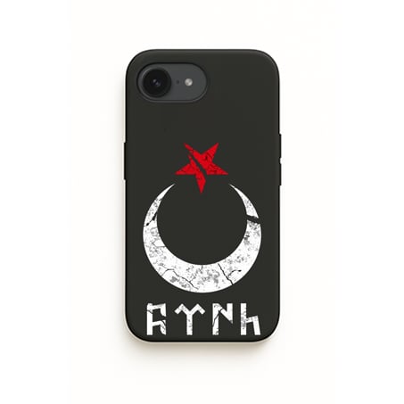 iPhone Göktürk Türk Sembollü Kılıfı Ay Yıldız Baskılı Kadife İç Yüzey