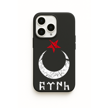 iPhone Göktürk Türk Sembollü Kılıfı Ay Yıldız Baskılı Kadife İç Yüzey