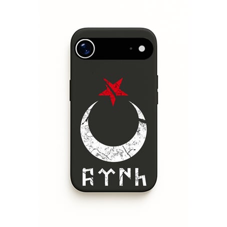 iPhone Göktürk Türk Sembollü Kılıfı Ay Yıldız Baskılı Kadife İç Yüzey
