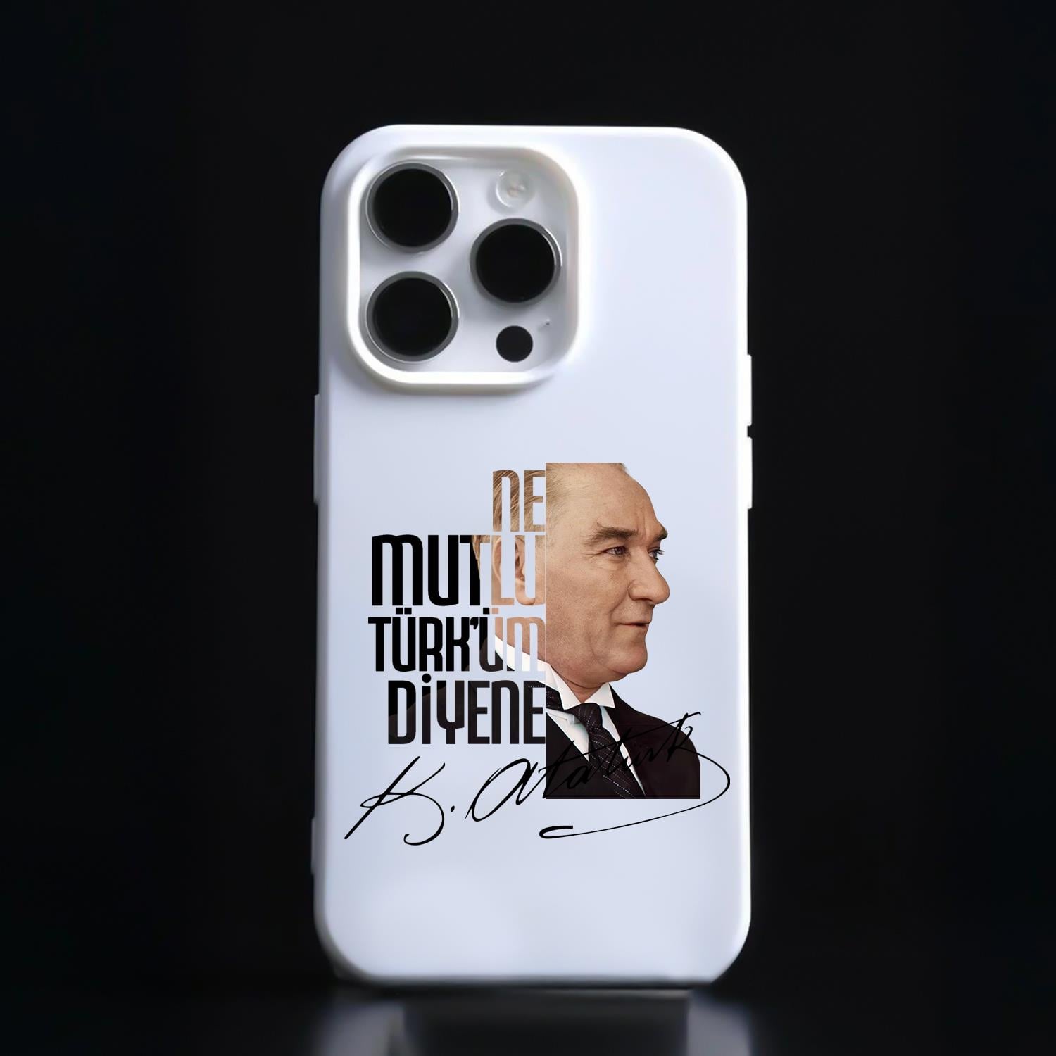 iPhone Uyumlu Atatürk Ne Mutlu Türküm Diyene Yazılı Tasarım Baskılı Lasnman Kılıf