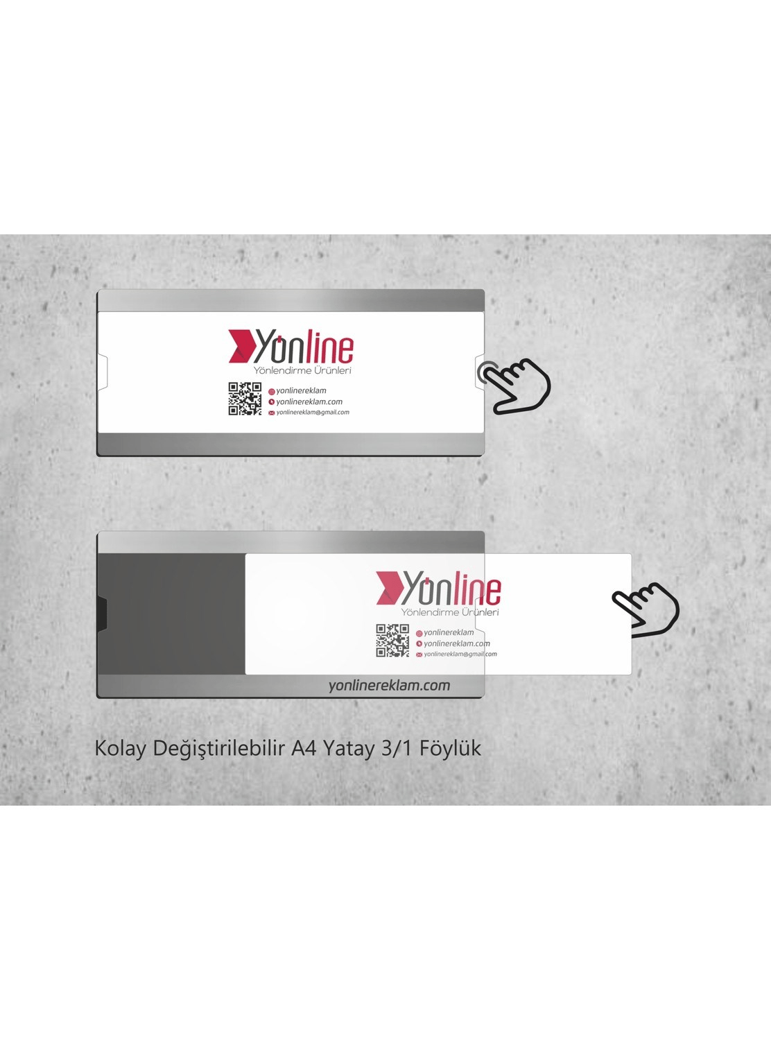 Kapı ve Duvar Tipi Kolay Değiştirilebilir A4 1/3 Föylük Gümüş