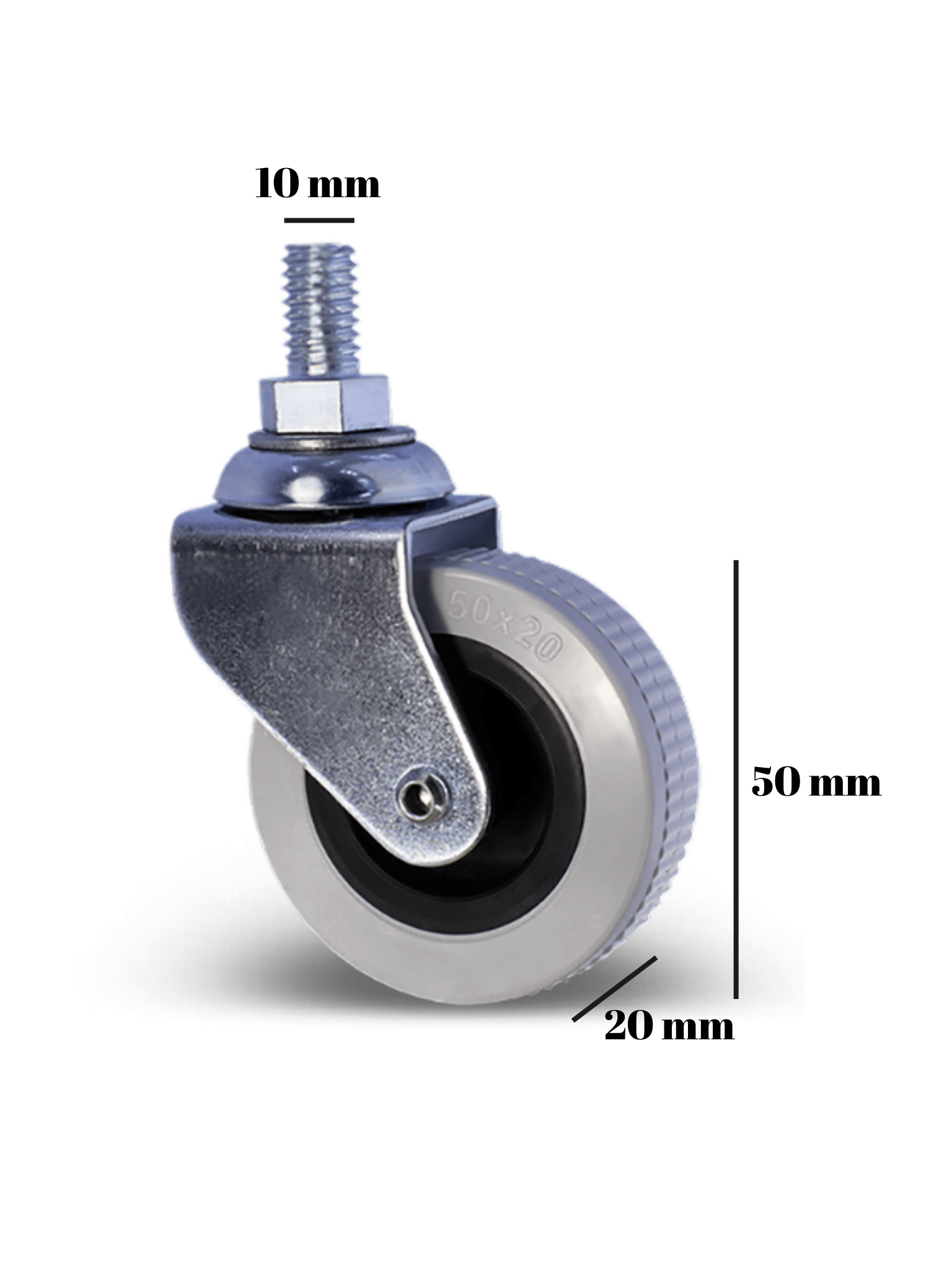 10MM Vidalı Sandalye Tekeri Koltuk ve Sehpa Tekeri 50MM(KROM Gri 10MM Vidalı)