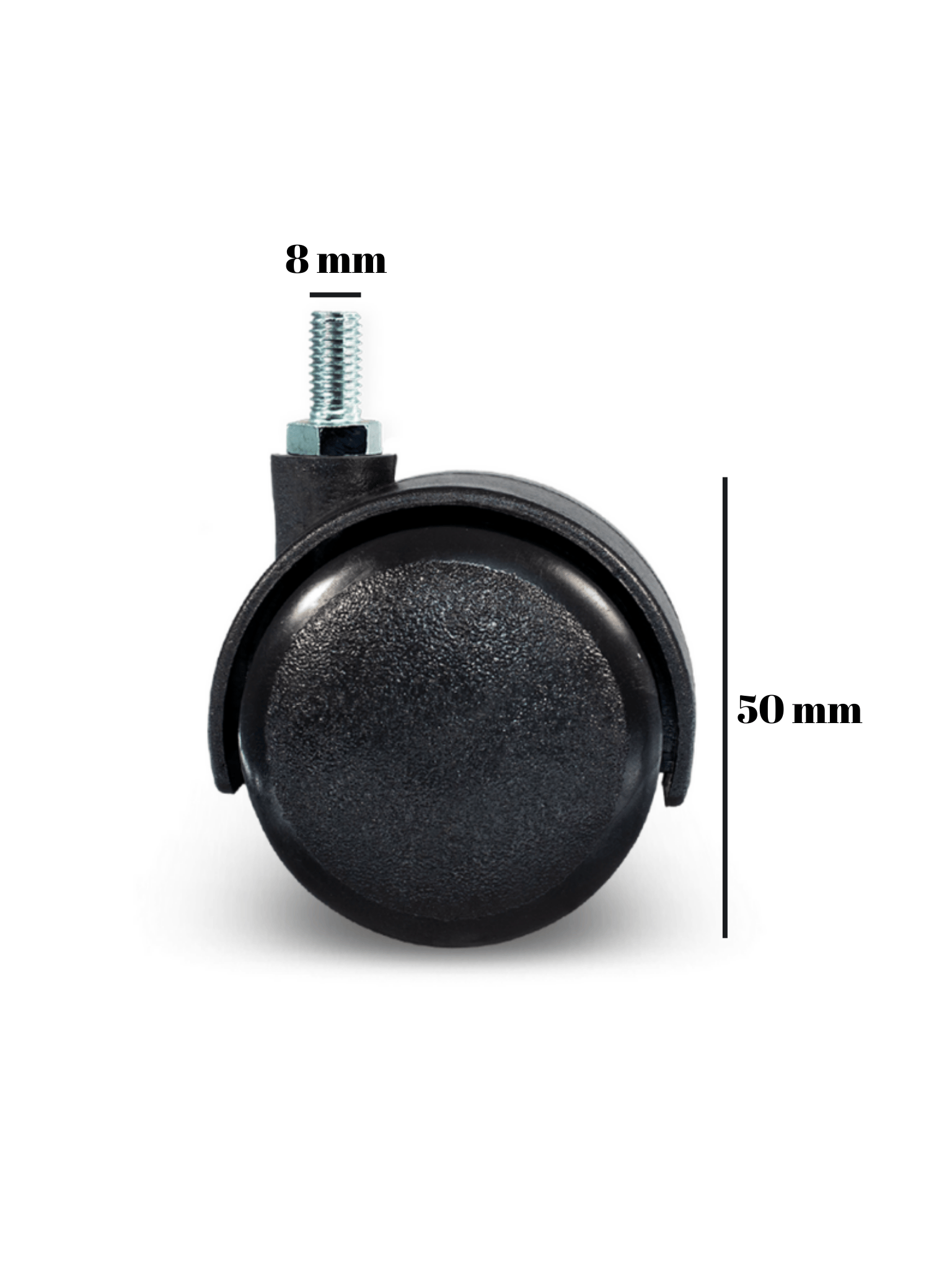 8mm Vidalı Masa Tekeri Sandalye ve Koltuk Tekeri 50mm(Siyah)