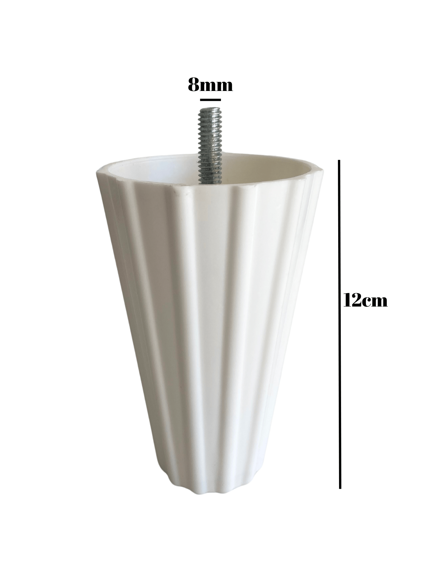 Armut Beyaz Plastik 12 cm Ayak 8 mm Vidalı Mobilya Koltuk ve Baza Ayağı(12cm)(BEYAZ)(8mm VİDALI PASOLU)