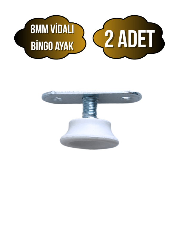 Beyaz Bingo Ayarlanabilir Ayak 8mm Vidalı Masa Ayağı(TAKIM)(EN DÜŞÜK YÜK:13MM EN BÜYÜK YÜK:22MM)