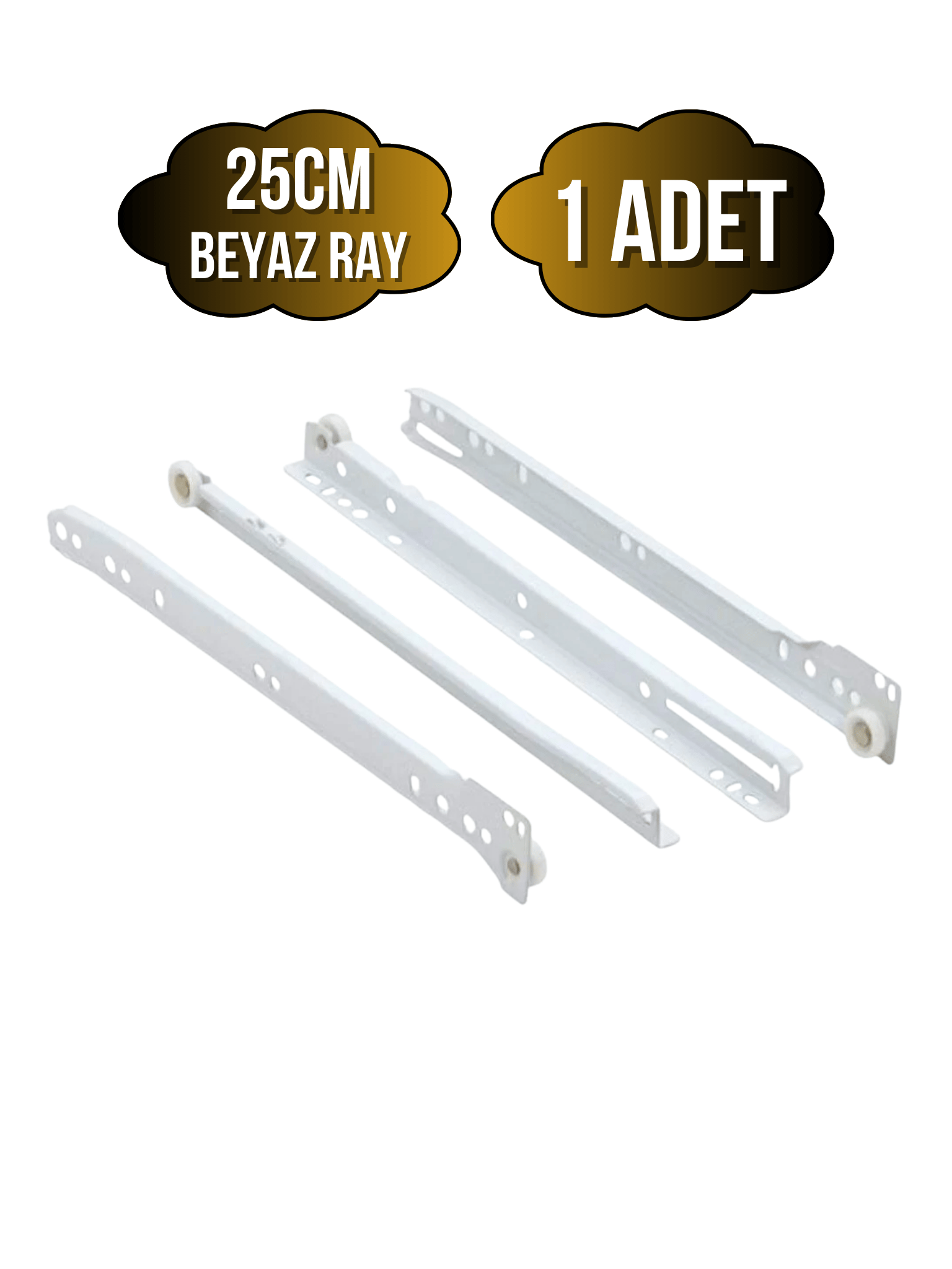 Beyaz Metal Çekmece Rayı Tekerlekli Mobilya Dolap Çekmece Rayı(BEYAZ)(TAKIM)(METAL)