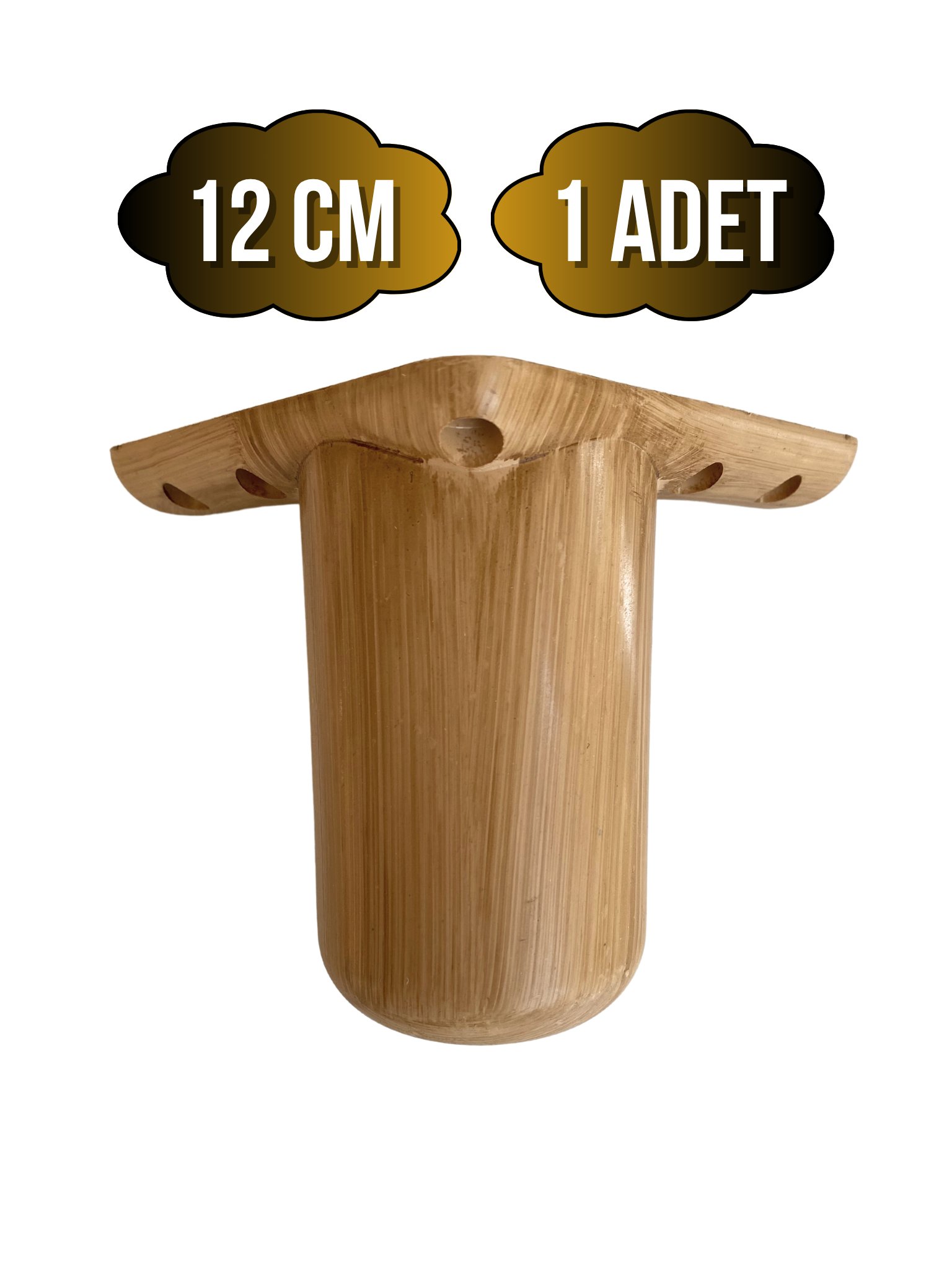 Bohem Yuvarlak 12cm Ahşap Desenli Plastik Ayak Mobilya Masa ve Dolap Ayağı(12CM)(AHŞAP DESENLİ)