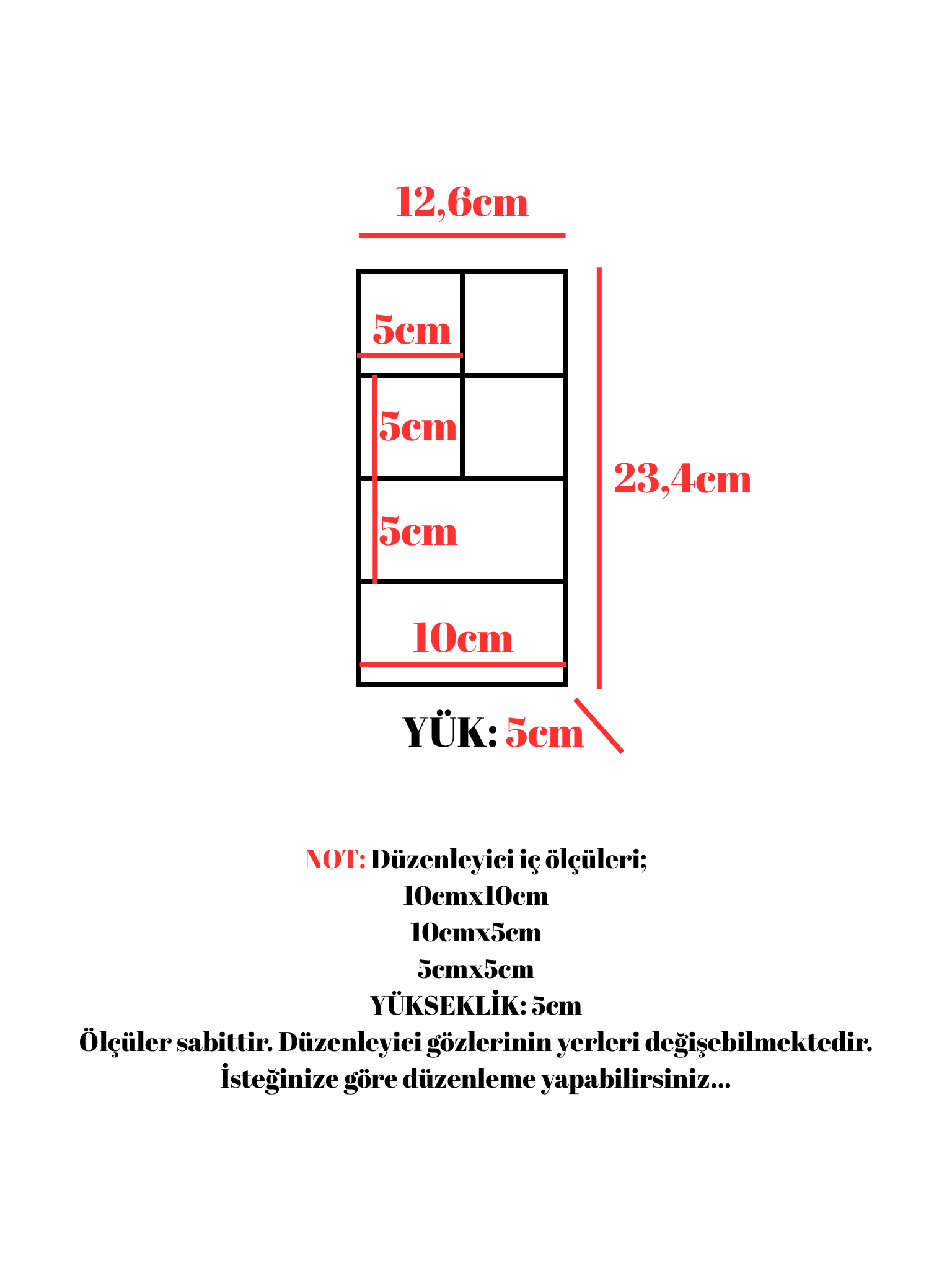 Çekmece İçi Ahşap Aksesuar Düzenleyici Takı Düzenleyici Ahşap(YÜK:5CM)(KAVAK AĞACI)