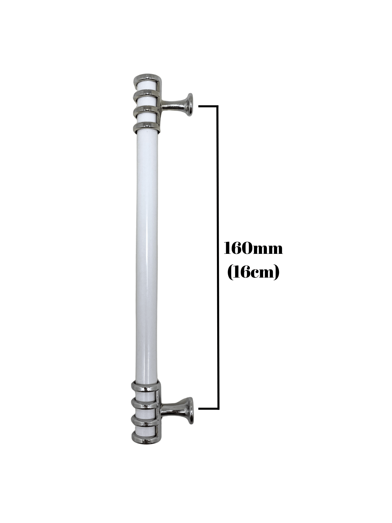 Detay Boru Beyaz Krom Dolap Kulpu Mobilya ve Mutfak Dolap Kulpu(BEYAZ - KROM)(160MM)