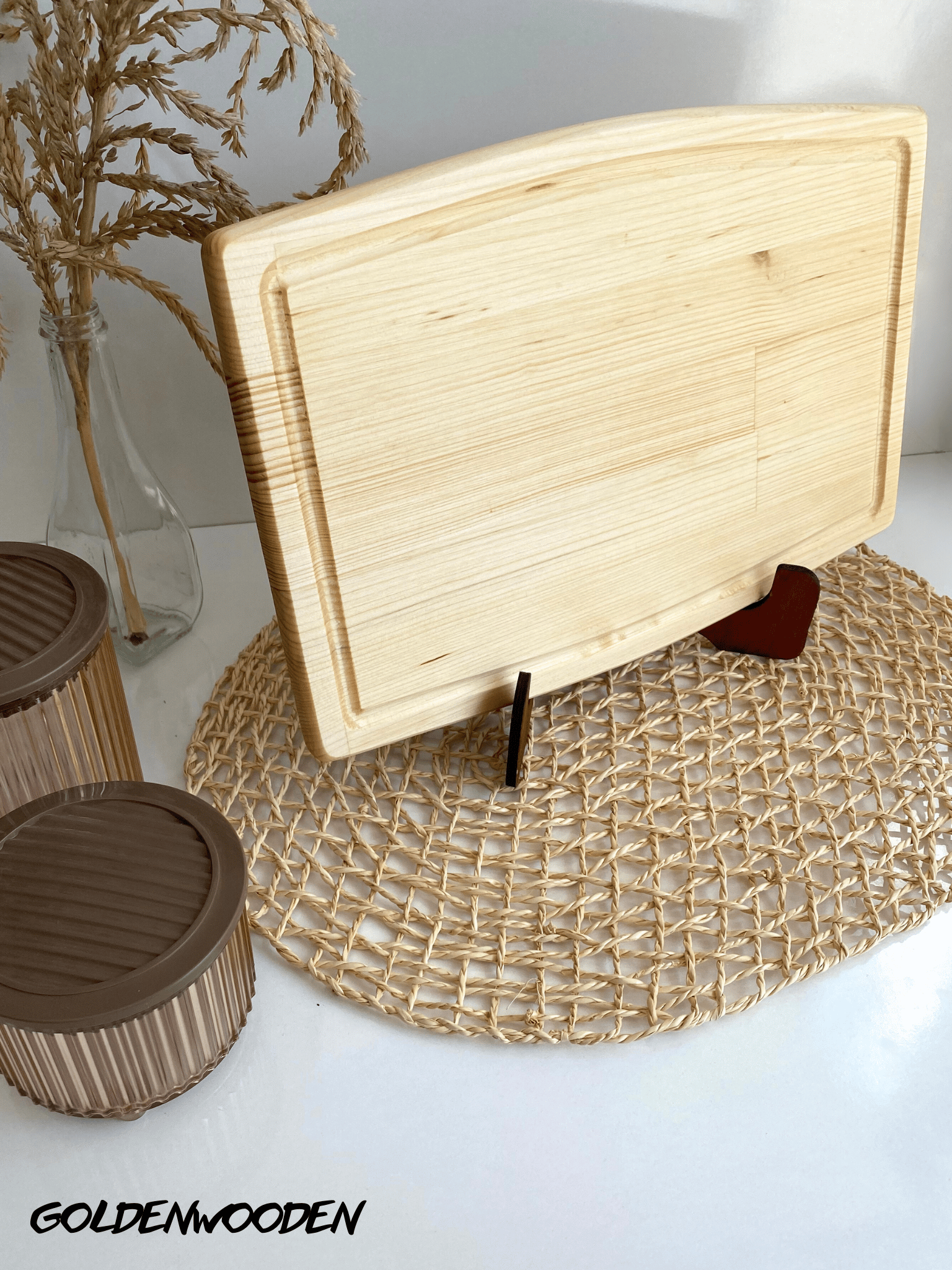 Dış Bükey Doğal Ahşap Sunum Tabağı Ahşap Sunumluk(BEYAZ ÇAM)