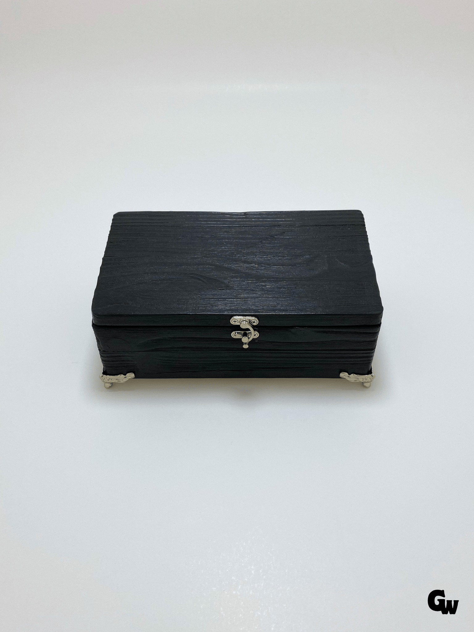 Doğal Ahşap Hareli Takı Kutusu Ahşap Saklama Kutusu(BEYAZ ÇAM)(ANTRASİT)(BOY:20cm EN:12cm Yük:8cm)