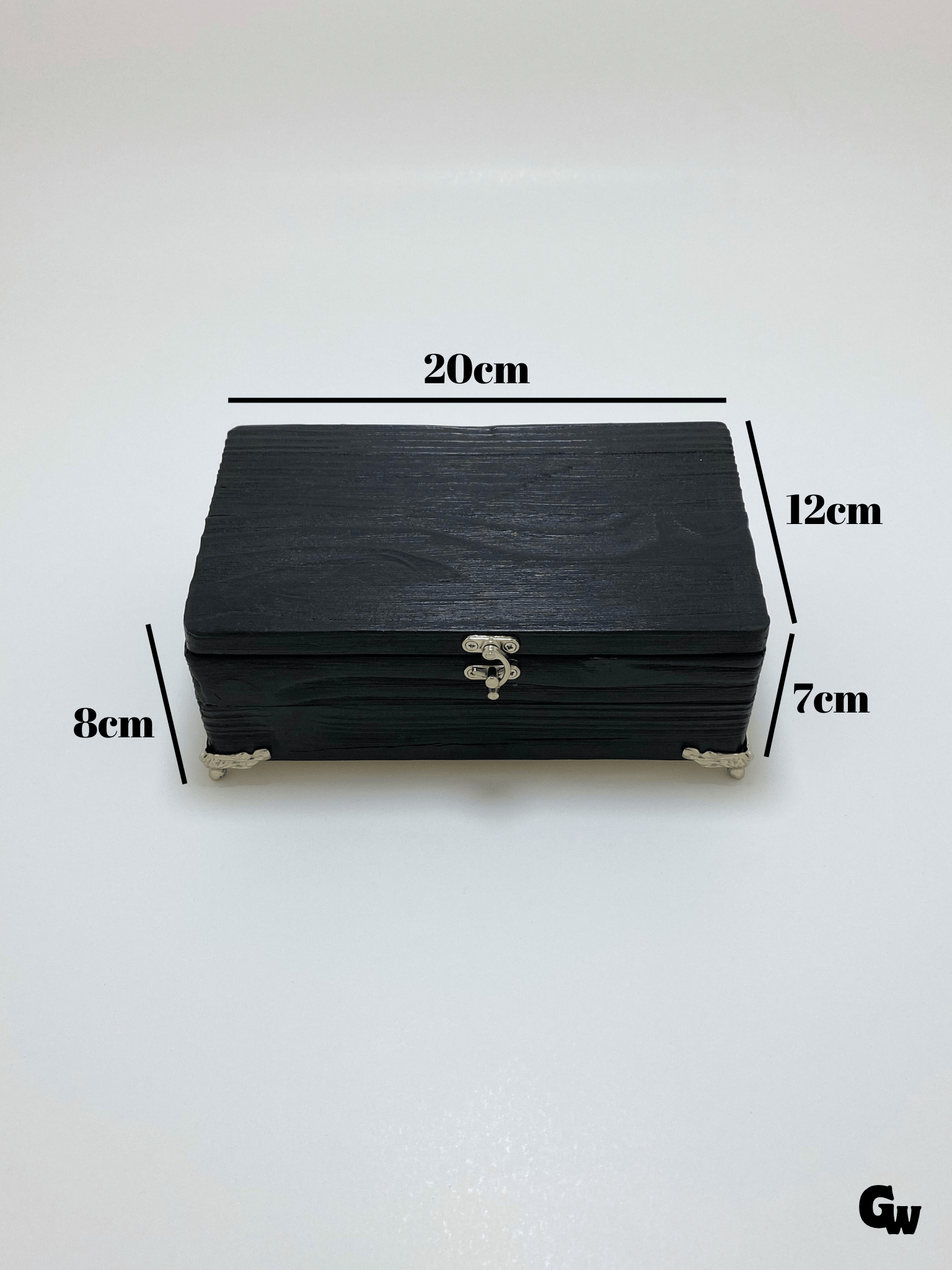 Doğal Ahşap Hareli Takı Kutusu Ahşap Saklama Kutusu(BEYAZ ÇAM)(ANTRASİT)(BOY:20cm EN:12cm Yük:8cm)