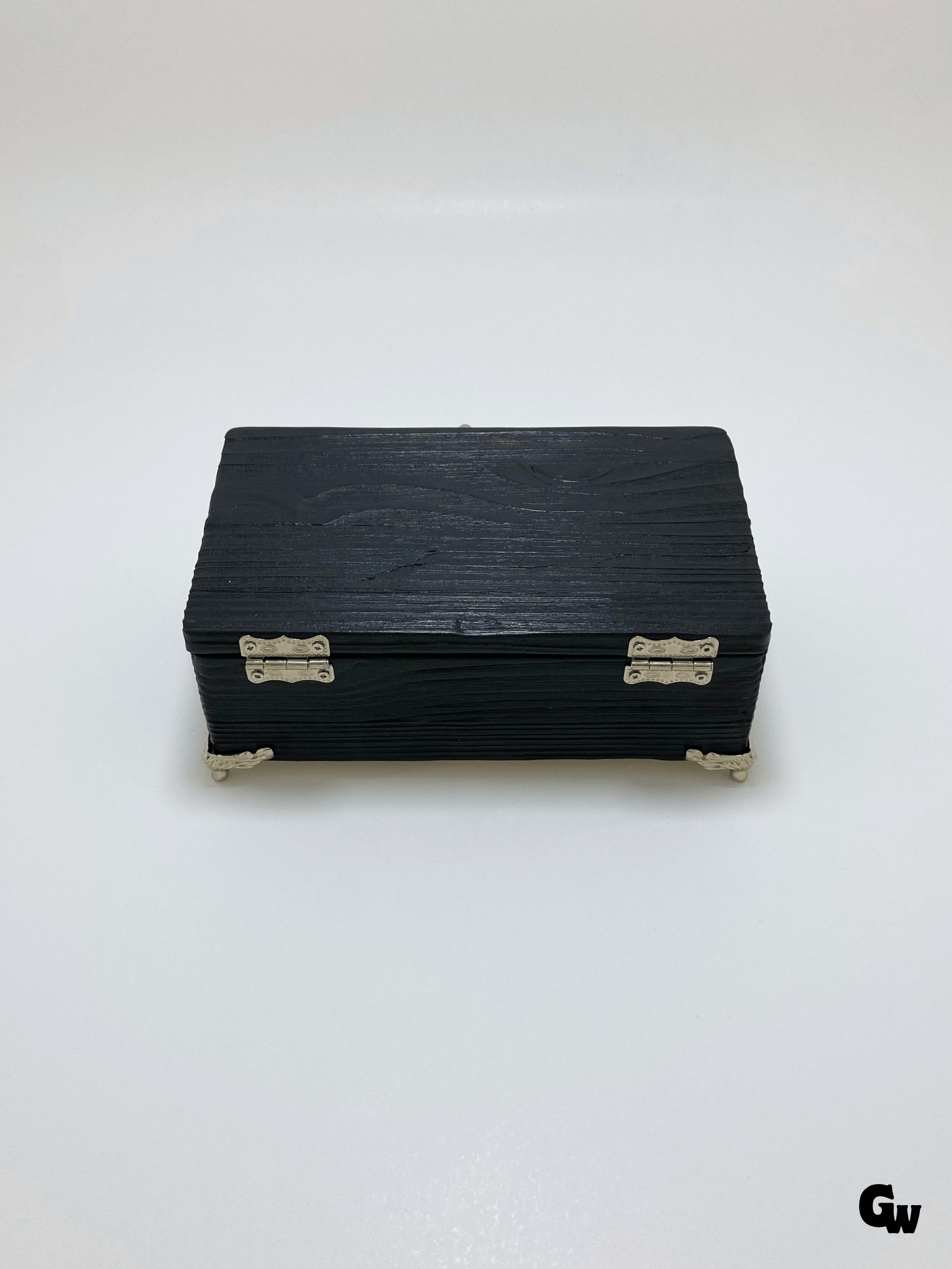 Doğal Ahşap Hareli Takı Kutusu Ahşap Saklama Kutusu(BEYAZ ÇAM)(ANTRASİT)(BOY:20cm EN:12cm Yük:8cm)