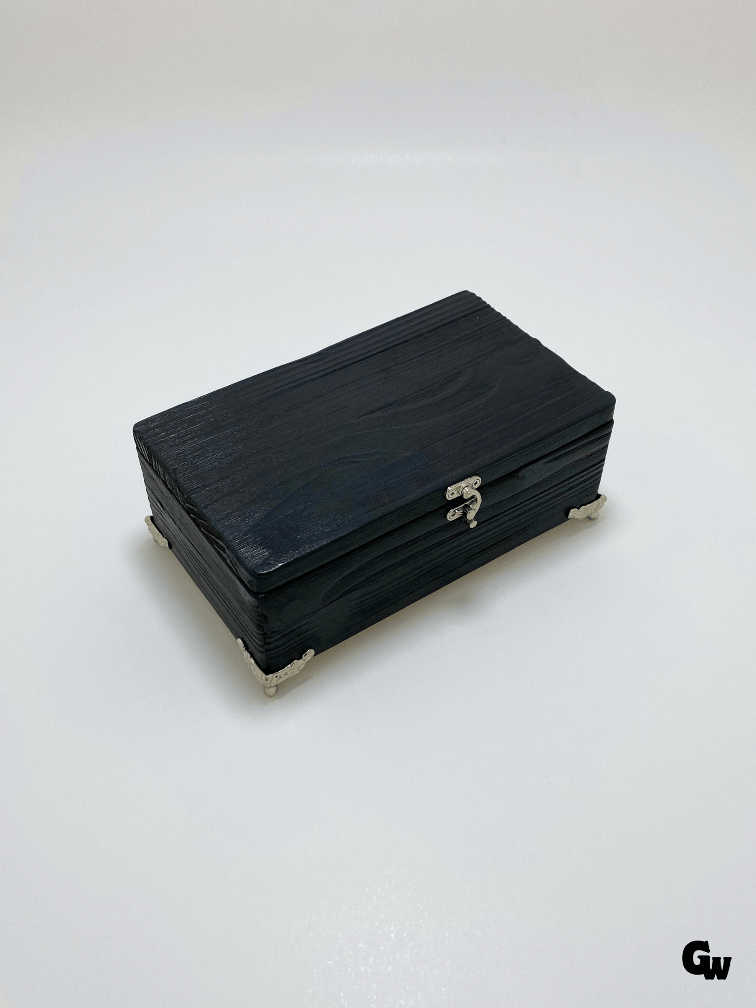 Doğal Ahşap Hareli Takı Kutusu Ahşap Saklama Kutusu(BEYAZ ÇAM)(ANTRASİT)(BOY:20cm EN:12cm Yük:8cm)