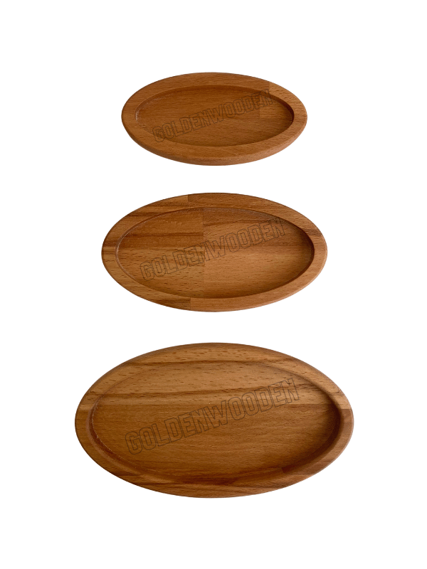 Doğal Ahşap Sunum Tabakları Oval Ahşap Çerez Tabakları(3 PARÇA)(KAYIN/GÜRGEN)