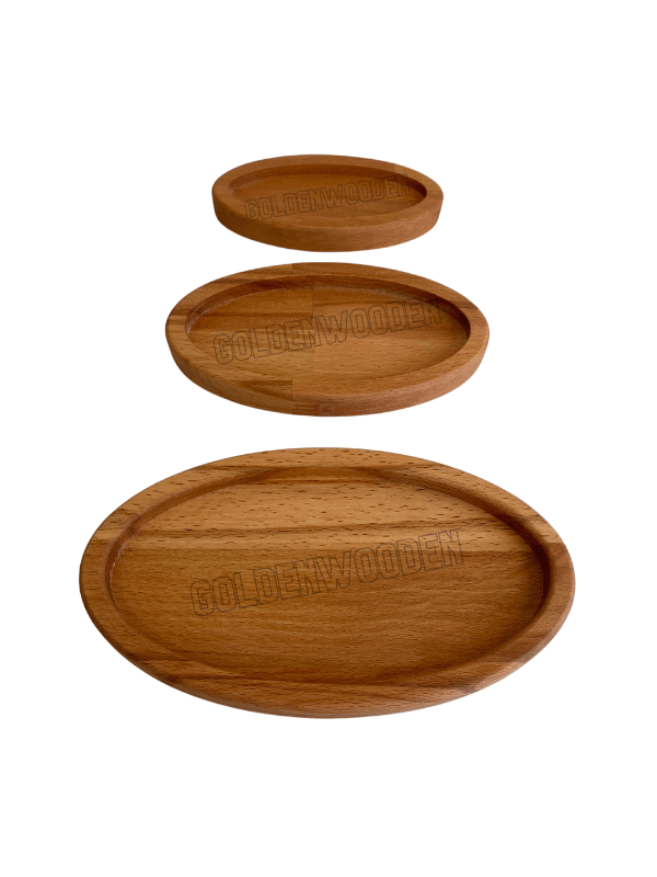Doğal Ahşap Sunum Tabakları Oval Ahşap Çerez Tabakları(3 PARÇA)(KAYIN/GÜRGEN)